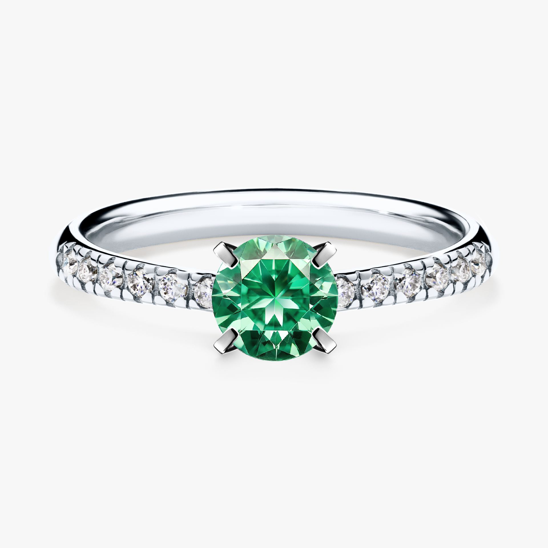 Pierścionek zaręczynowy My Sunshine z białego złota ze szmaragdem 0,64ct