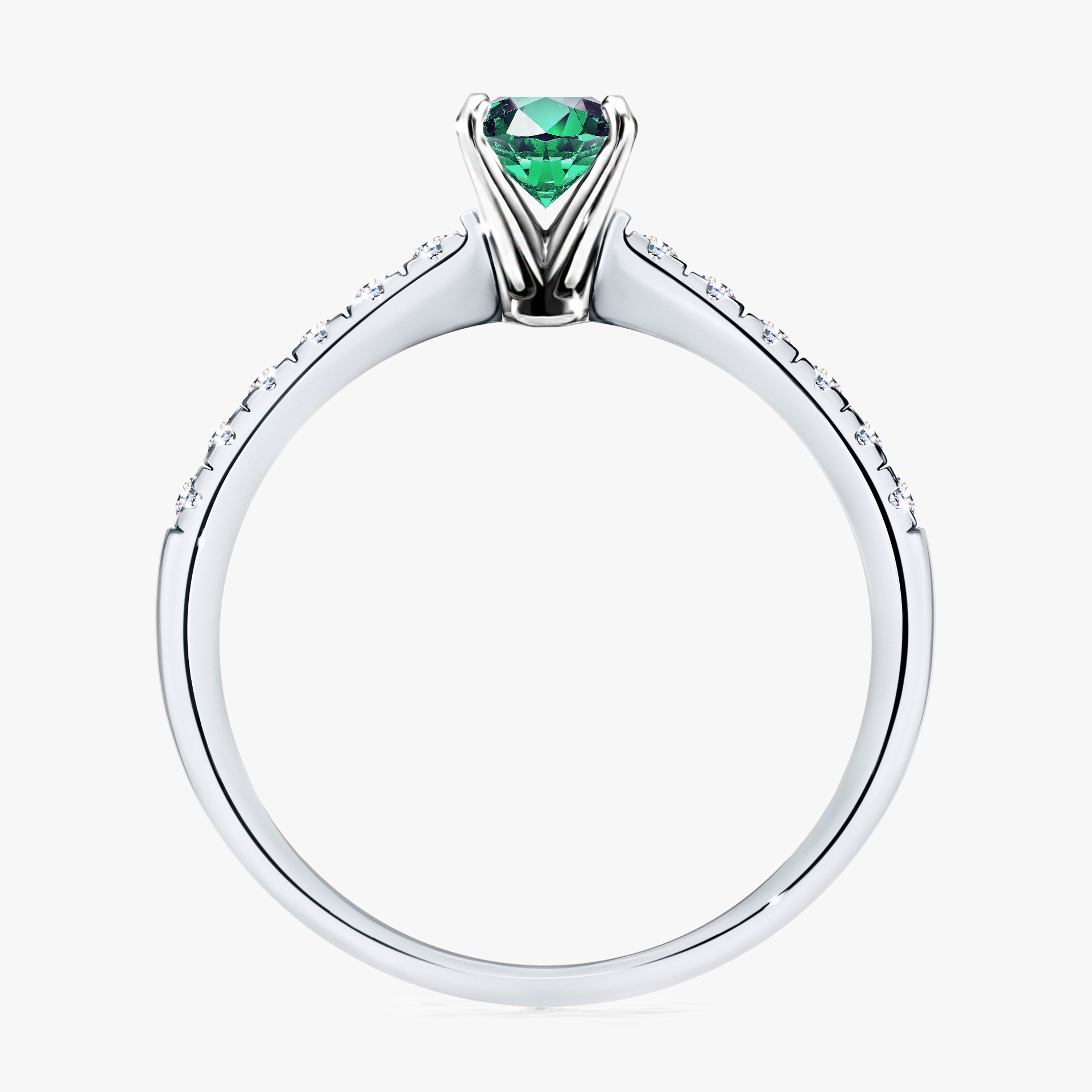Pierścionek zaręczynowy My Sunshine z białego złota ze szmaragdem 0,64ct
