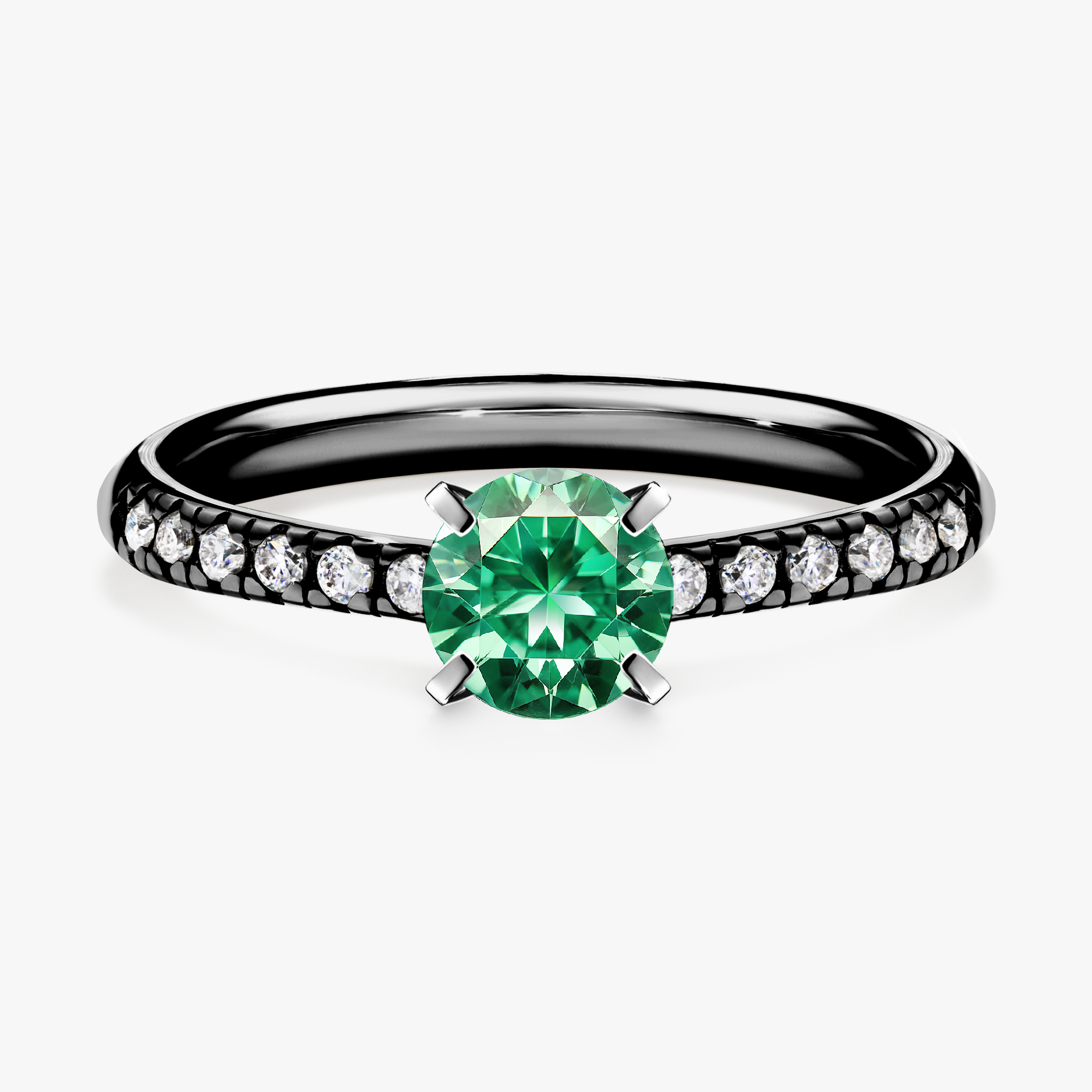 Pierścionek zaręczynowy My Sunshine z czarnego złota ze szmaragdem 0,64ct