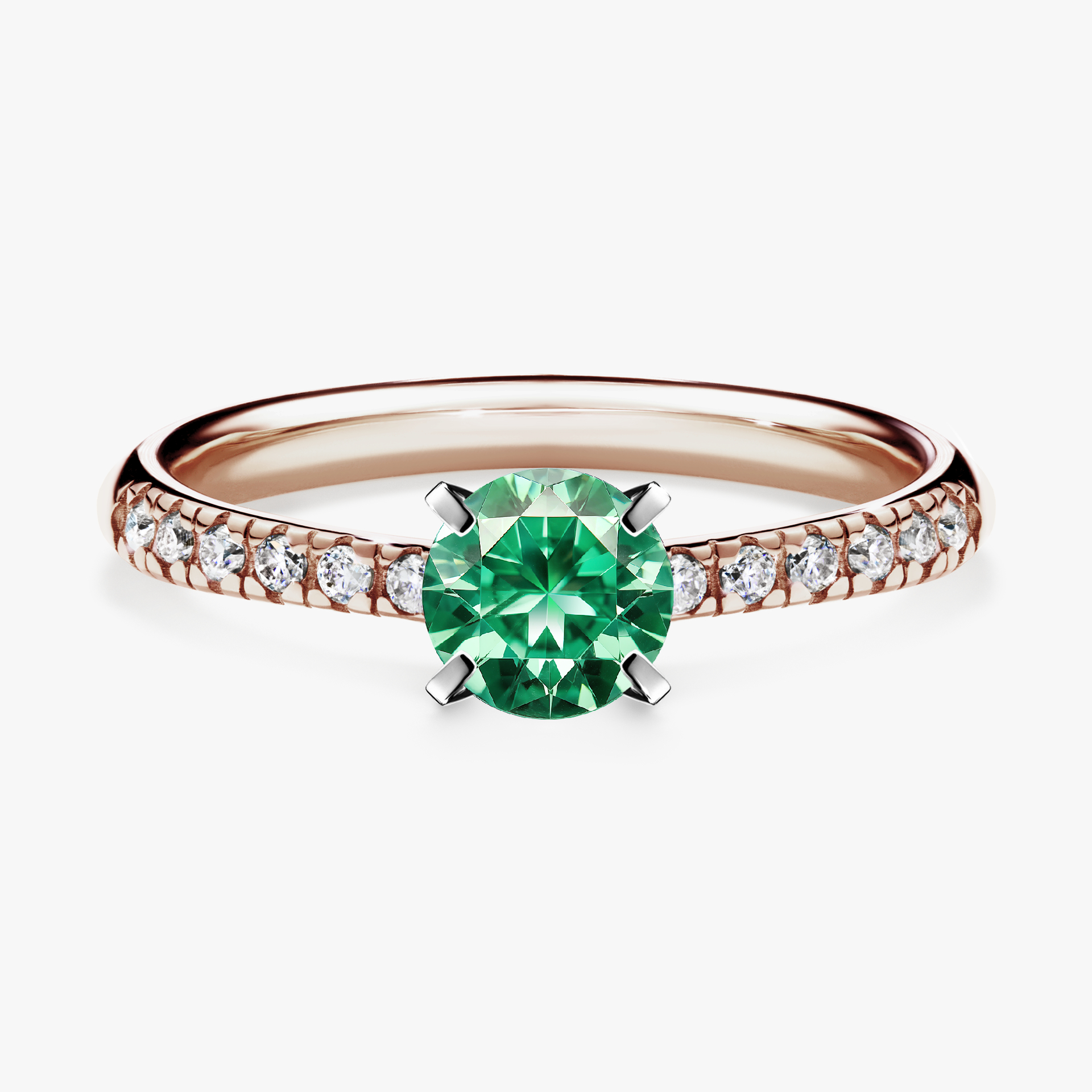 Pierścionek zaręczynowy My Sunshine z różowego złota ze szmaragdem 0,64ct