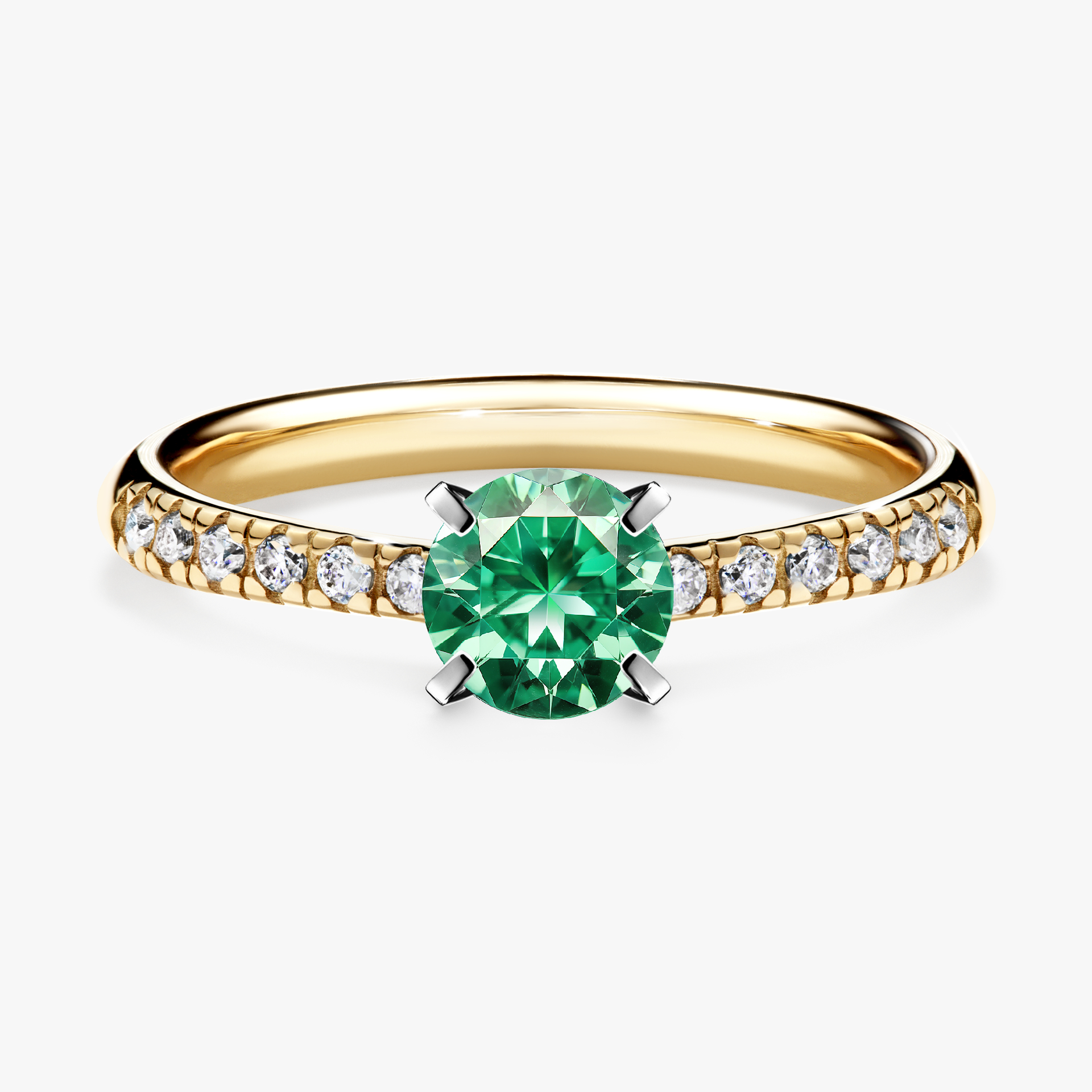 Pierścionek zaręczynowy My Sunshine z żółtego złota ze szmaragdem 0,64ct