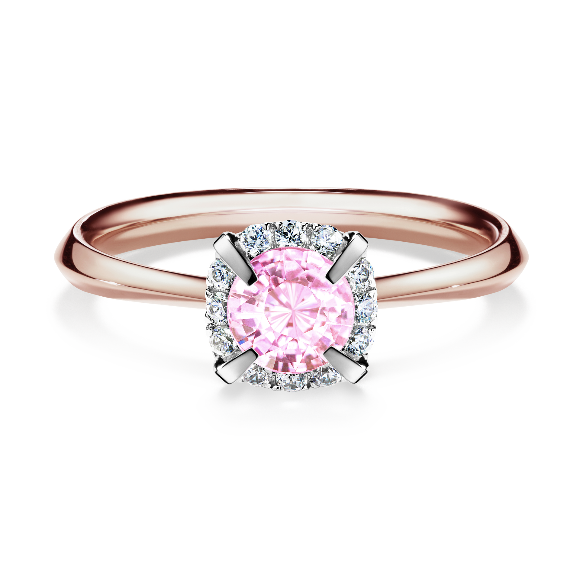 Pierścionek zaręczynowy My Beauty z różowego złota z szafirem różowym 0,62CT