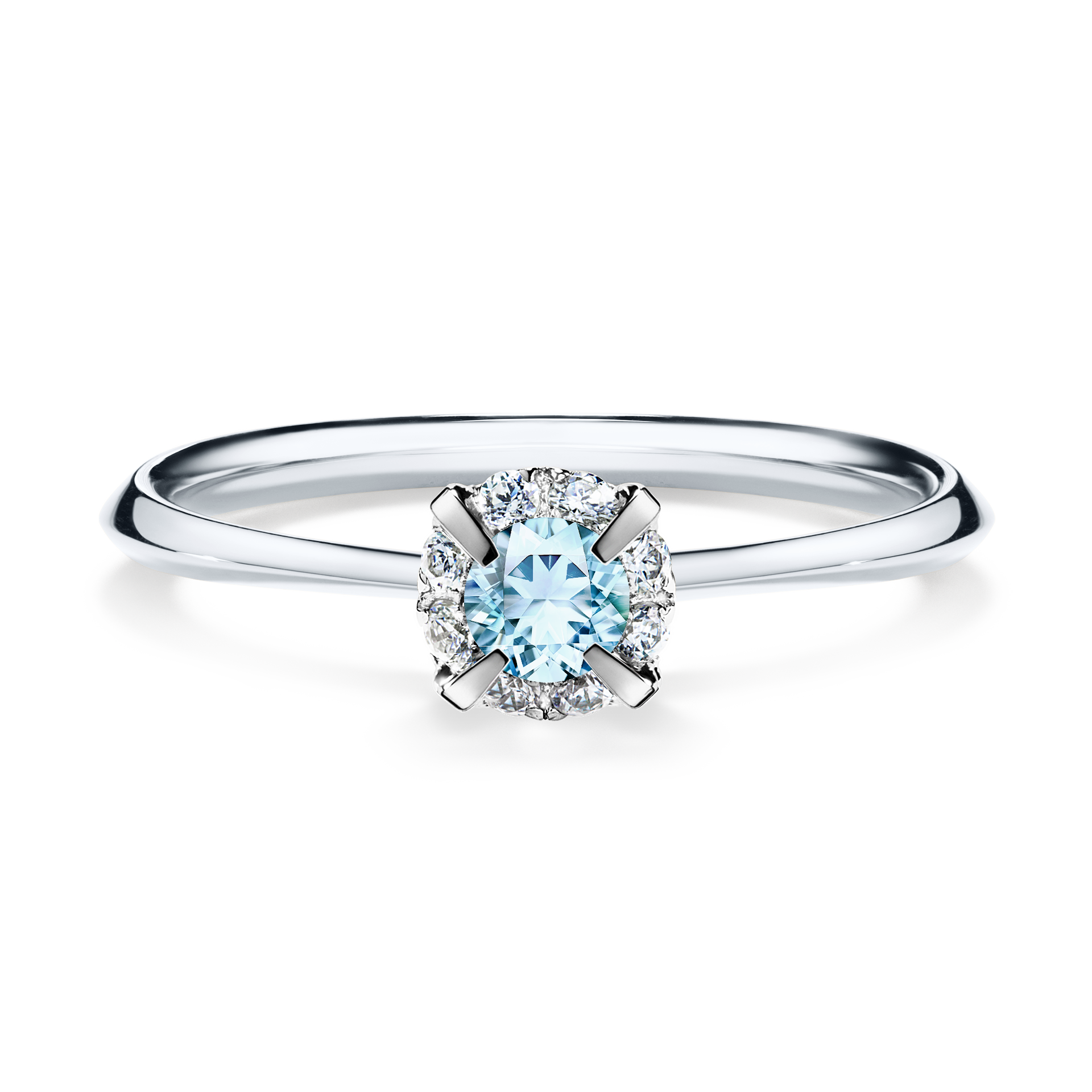 Pierścionek zaręczynowy My Beauty z białego złota z akwamarynem 0,14CT