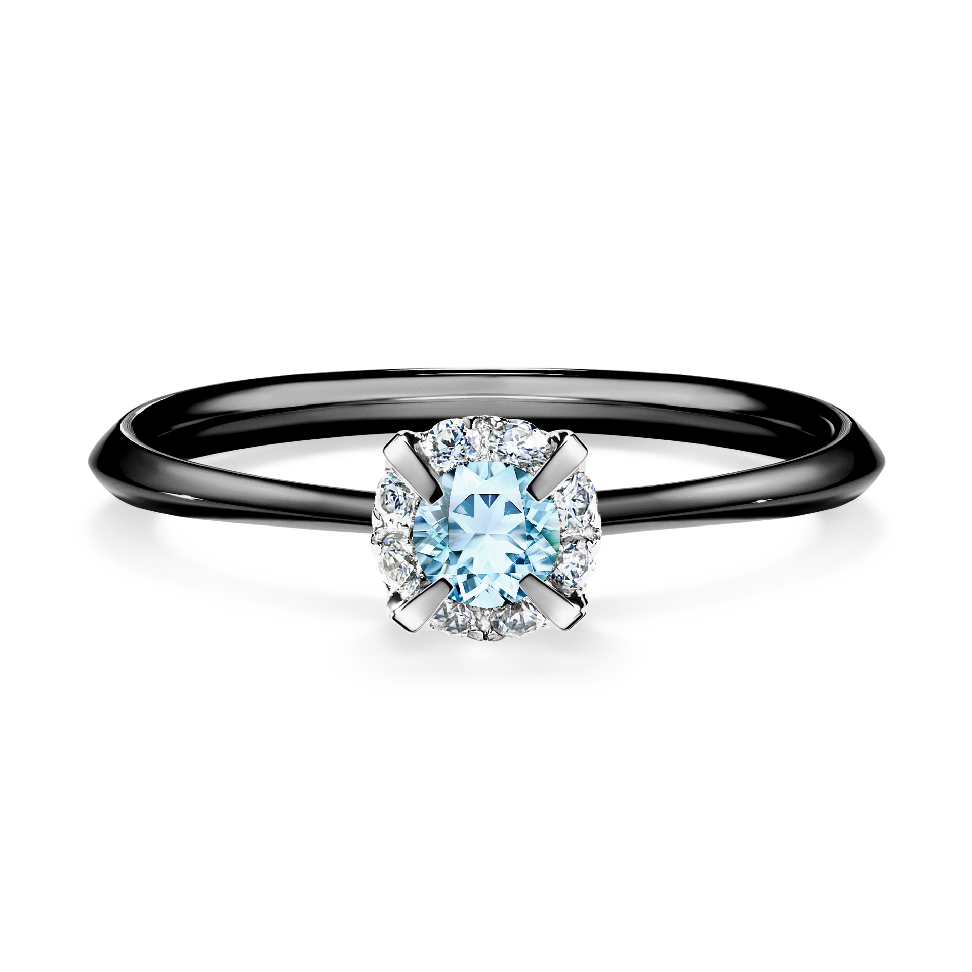 Pierścionek zaręczynowy My Beauty z czarnego złota z akwamarynem 0,14CT