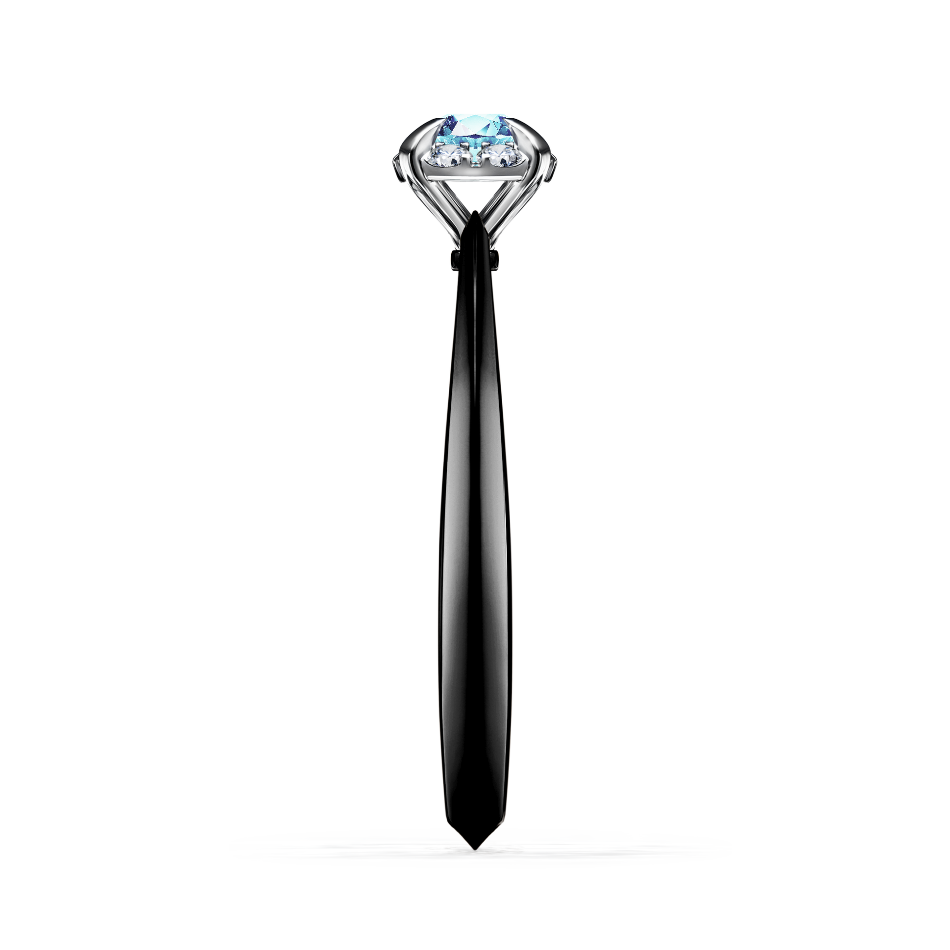 Pierścionek zaręczynowy My Beauty z czarnego złota z akwamarynem 0,14CT