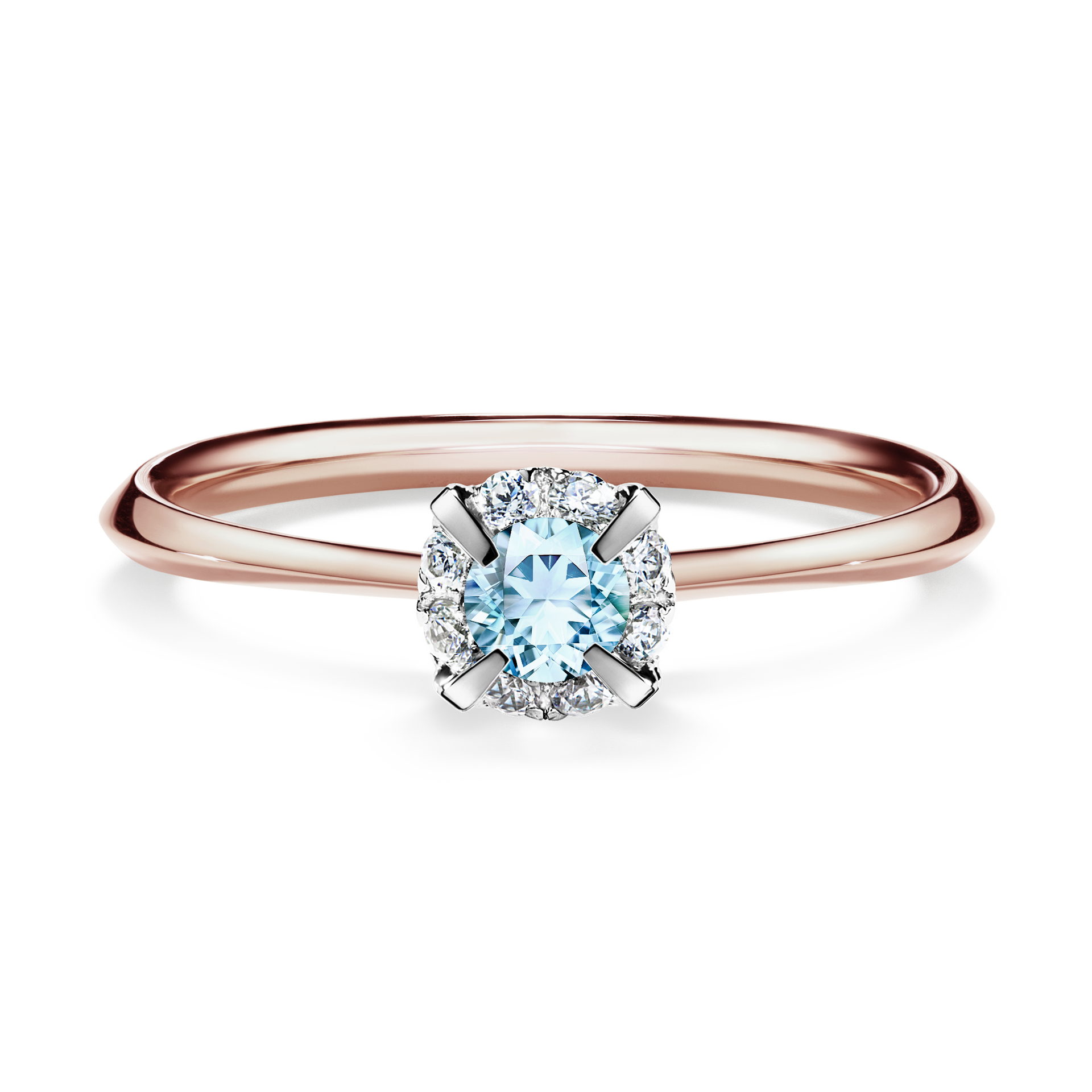 Pierścionek zaręczynowy My Beauty z różowego złota z akwamarynem 0,14CT