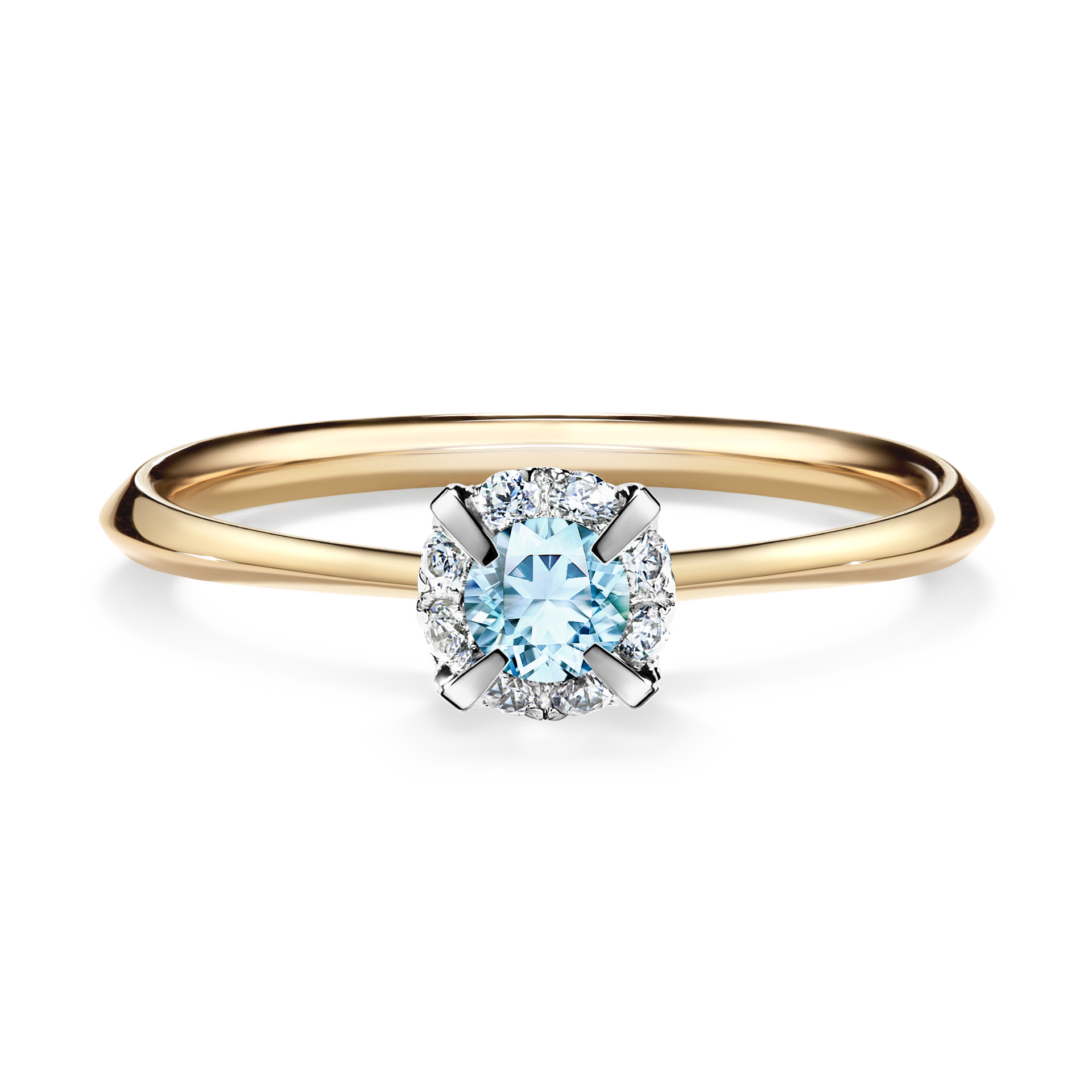 Pierścionek zaręczynowy My Beauty z żółtego złota z akwamarynem 0,14CT
