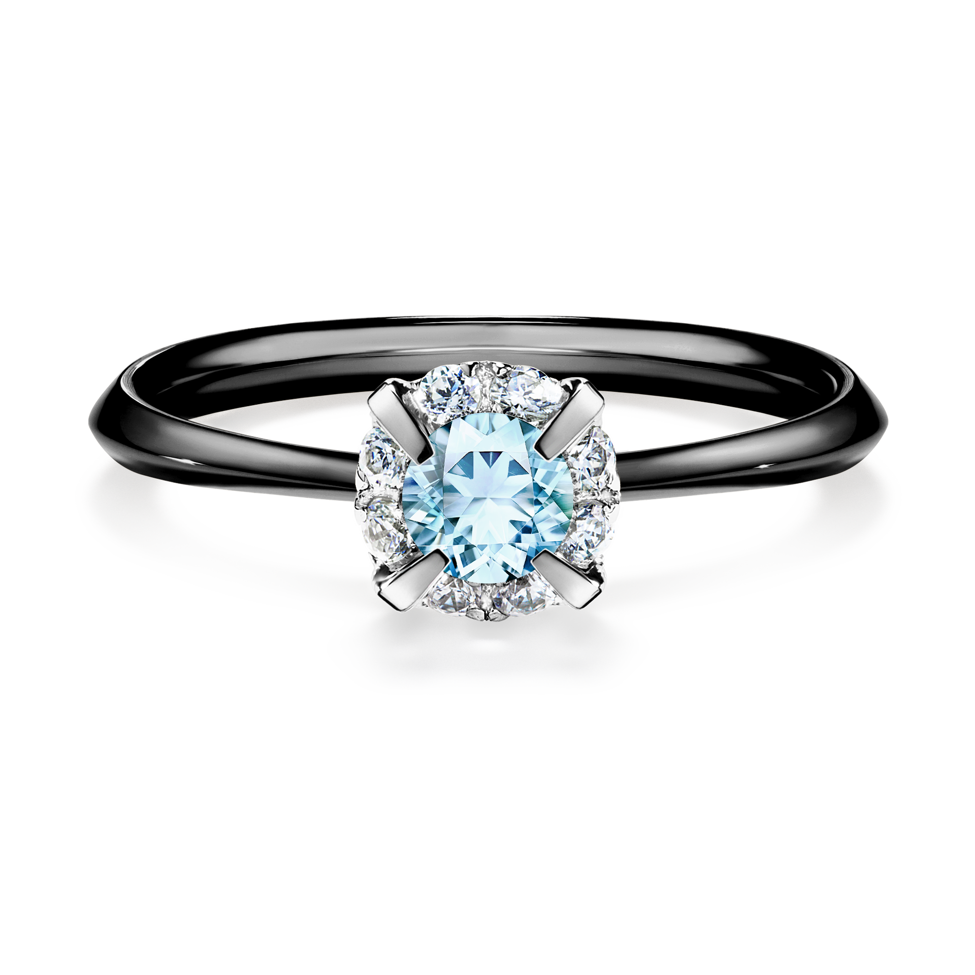 Pierścionek zaręczynowy My Beauty z czarnego złota z akwamarynem 0,33CT