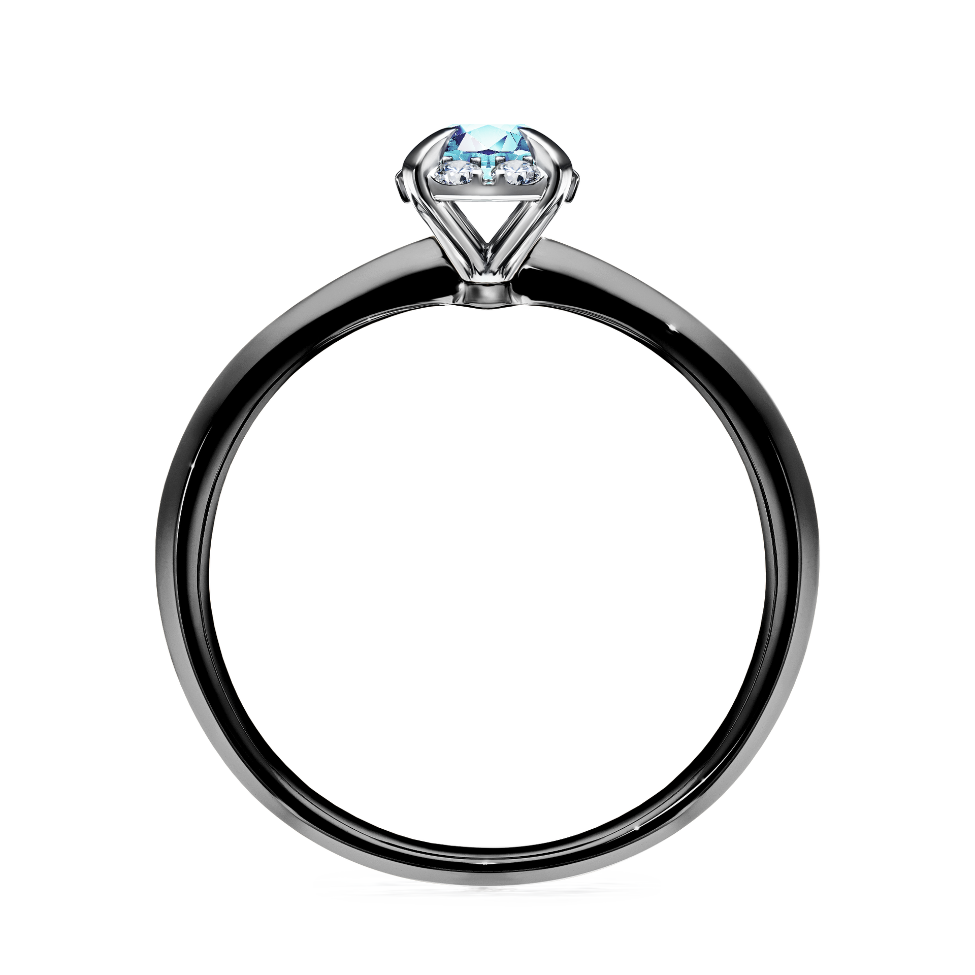 Pierścionek zaręczynowy My Beauty z czarnego złota z akwamarynem 0,33CT