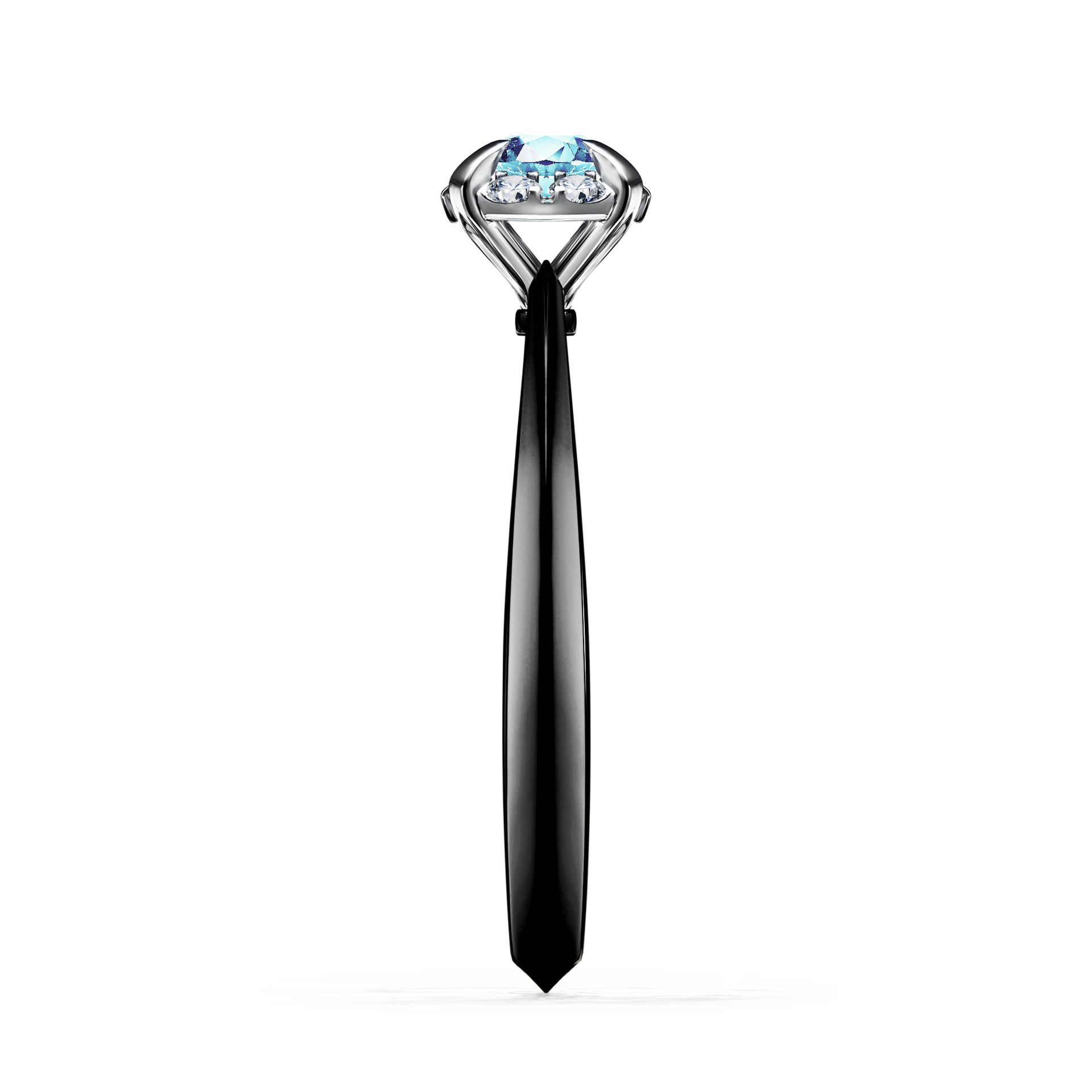 Pierścionek zaręczynowy My Beauty z czarnego złota z akwamarynem 0,33CT