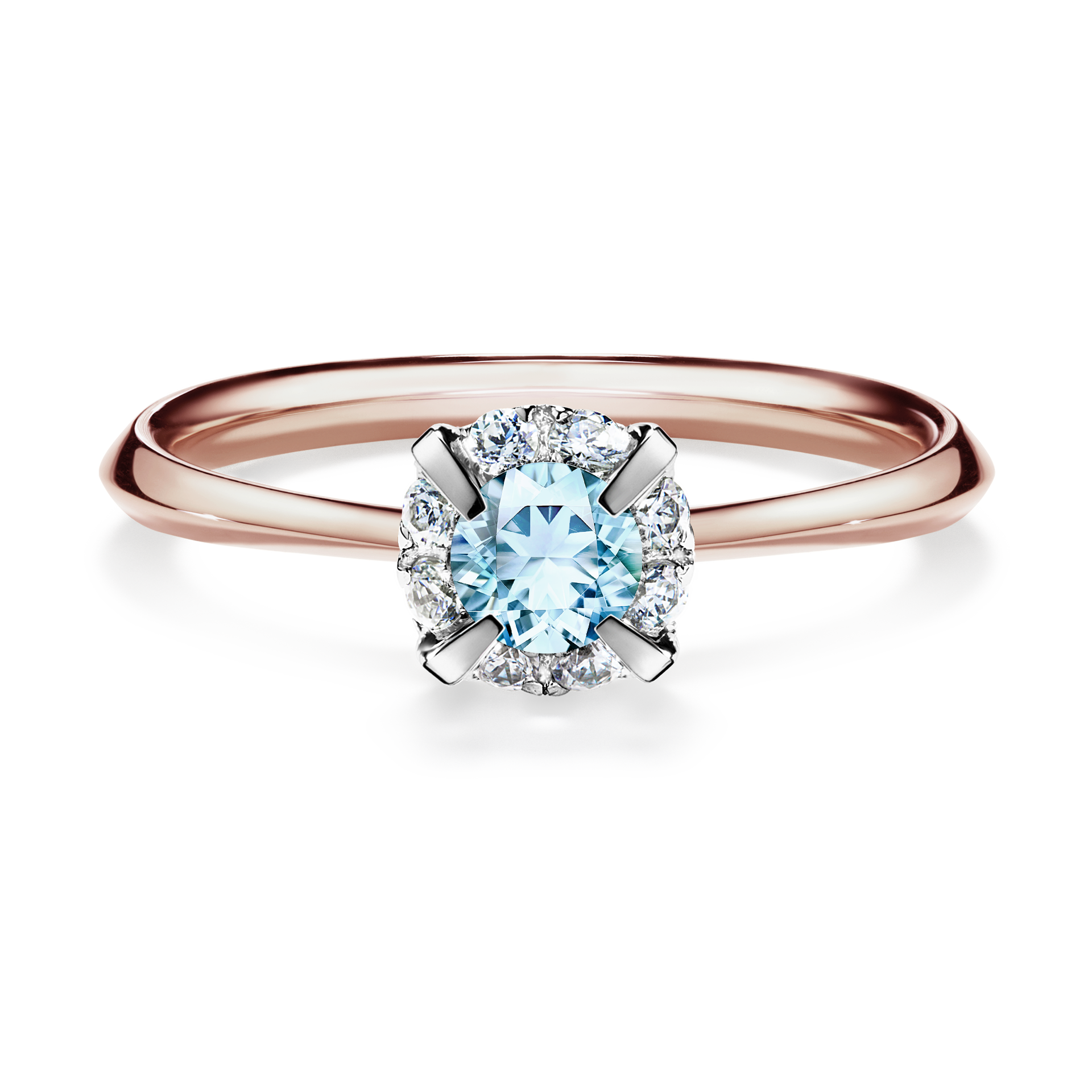 Pierścionek zaręczynowy My Beauty z różowego złota z akwamarynem 0,33CT