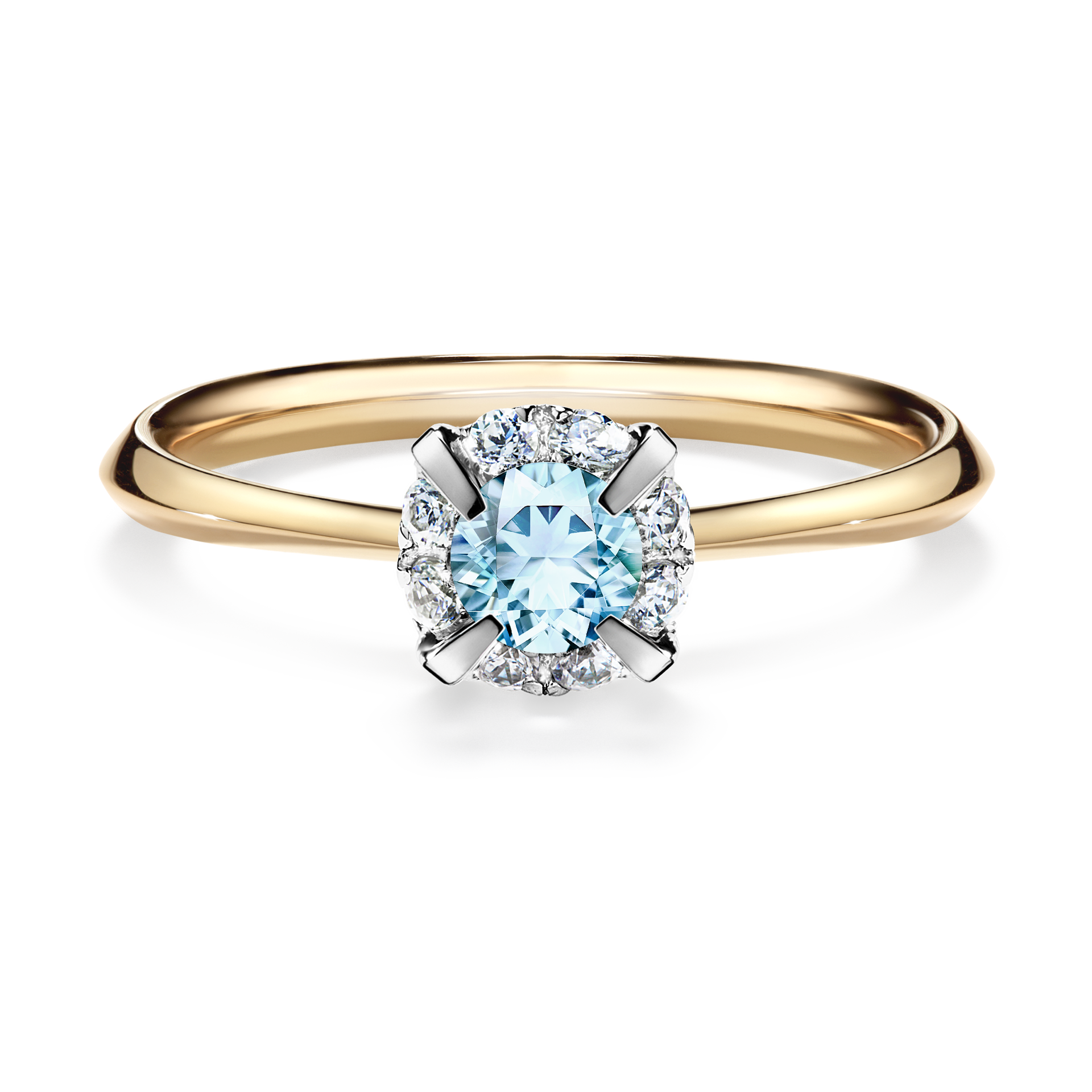 Pierścionek zaręczynowy My Beauty z żółtego złota z akwamarynem 0,33CT