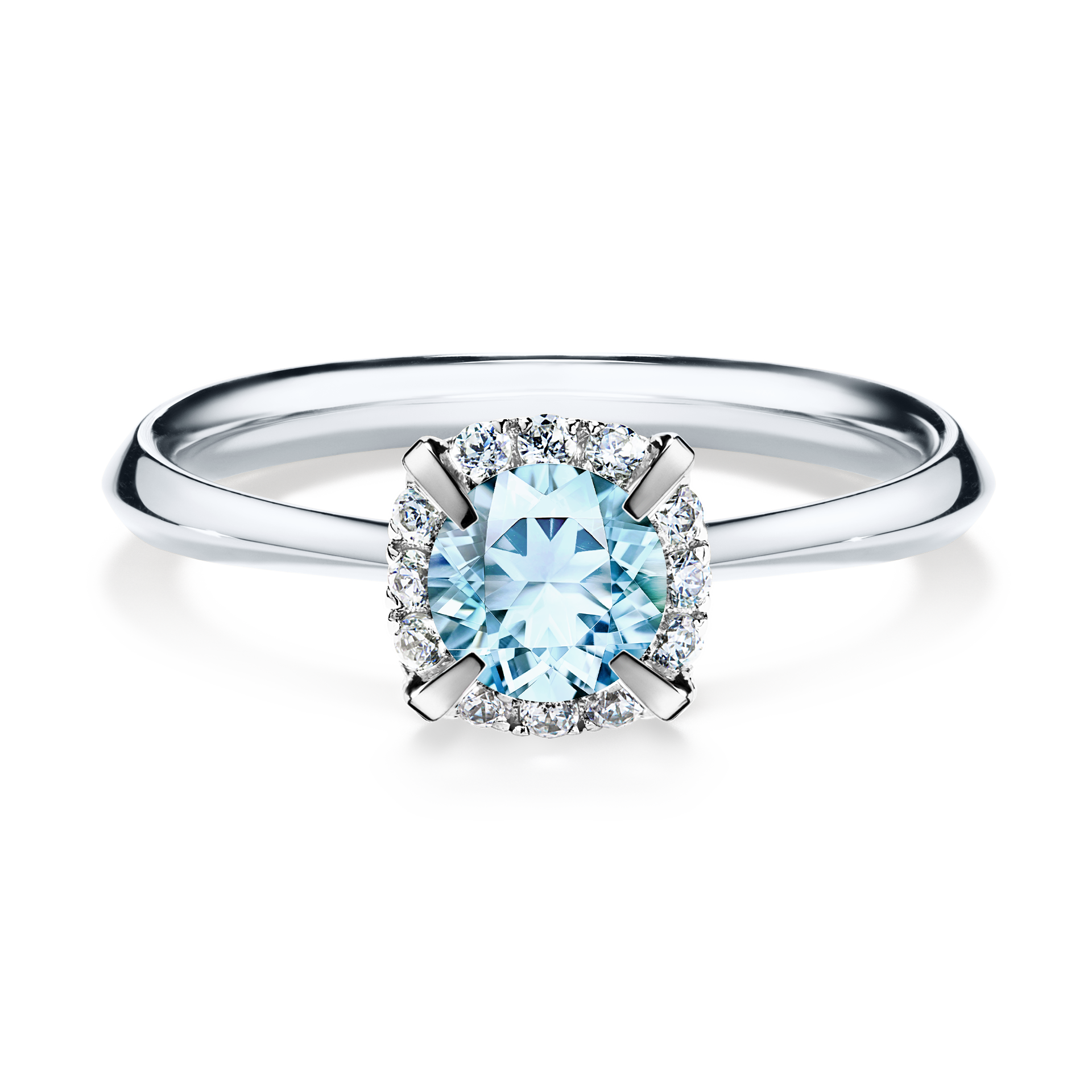 Pierścionek zaręczynowy My Beauty z białego złota z akwamarynem 0,62CT