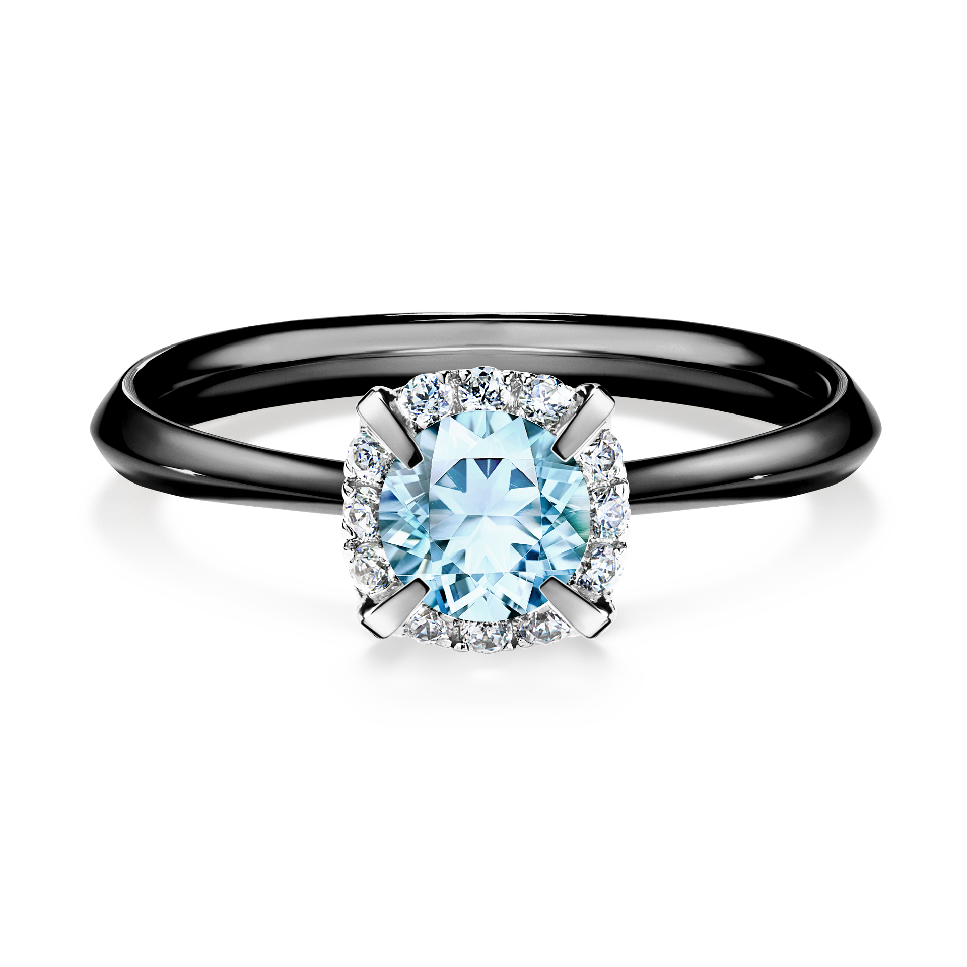Pierścionek zaręczynowy My Beauty z czarnego złota z akwamarynem 0,62CT