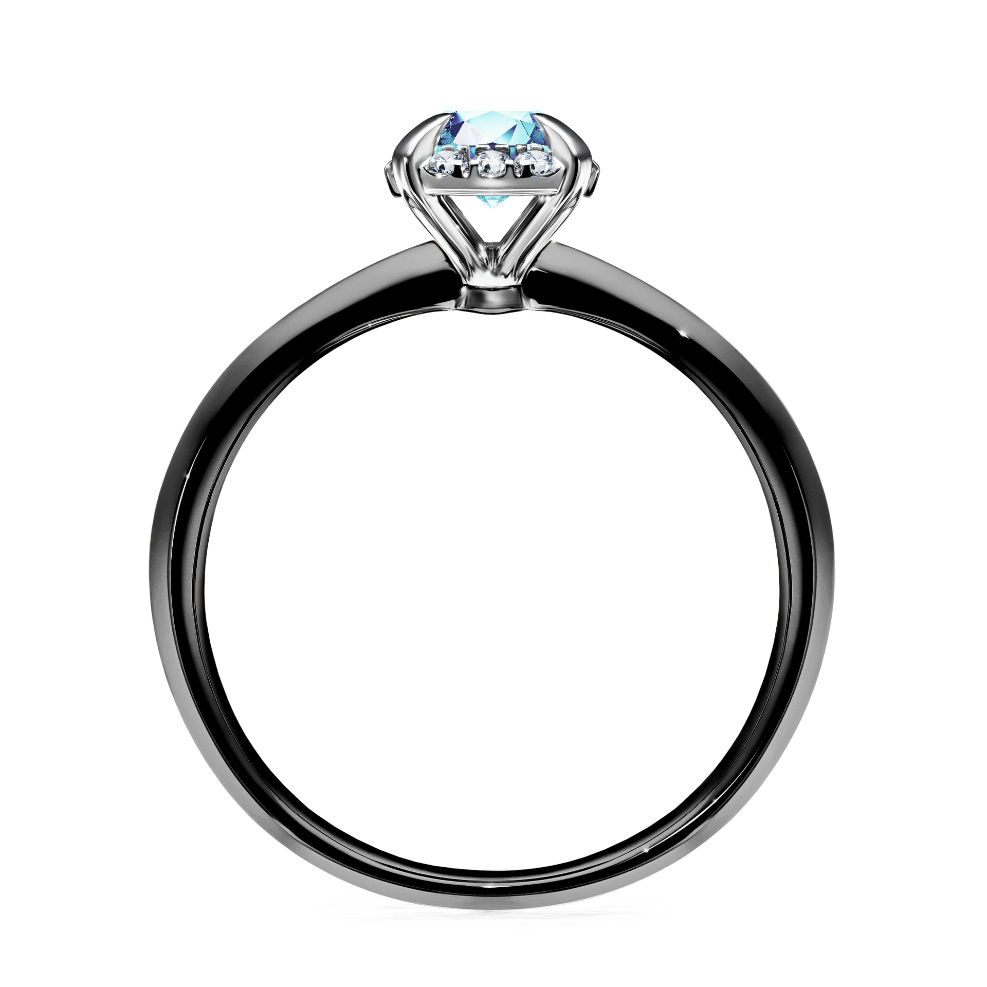 Pierścionek zaręczynowy My Beauty z czarnego złota z akwamarynem 0,62CT