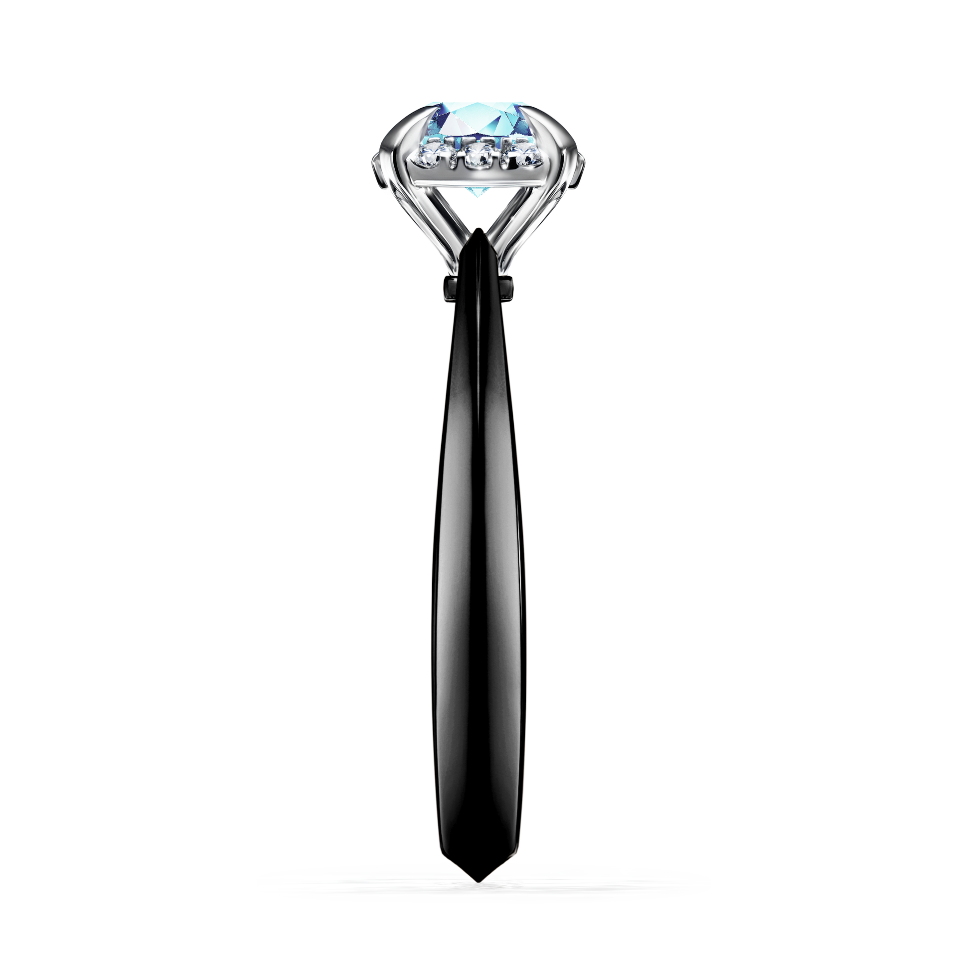 Pierścionek zaręczynowy My Beauty z czarnego złota z akwamarynem 0,62CT
