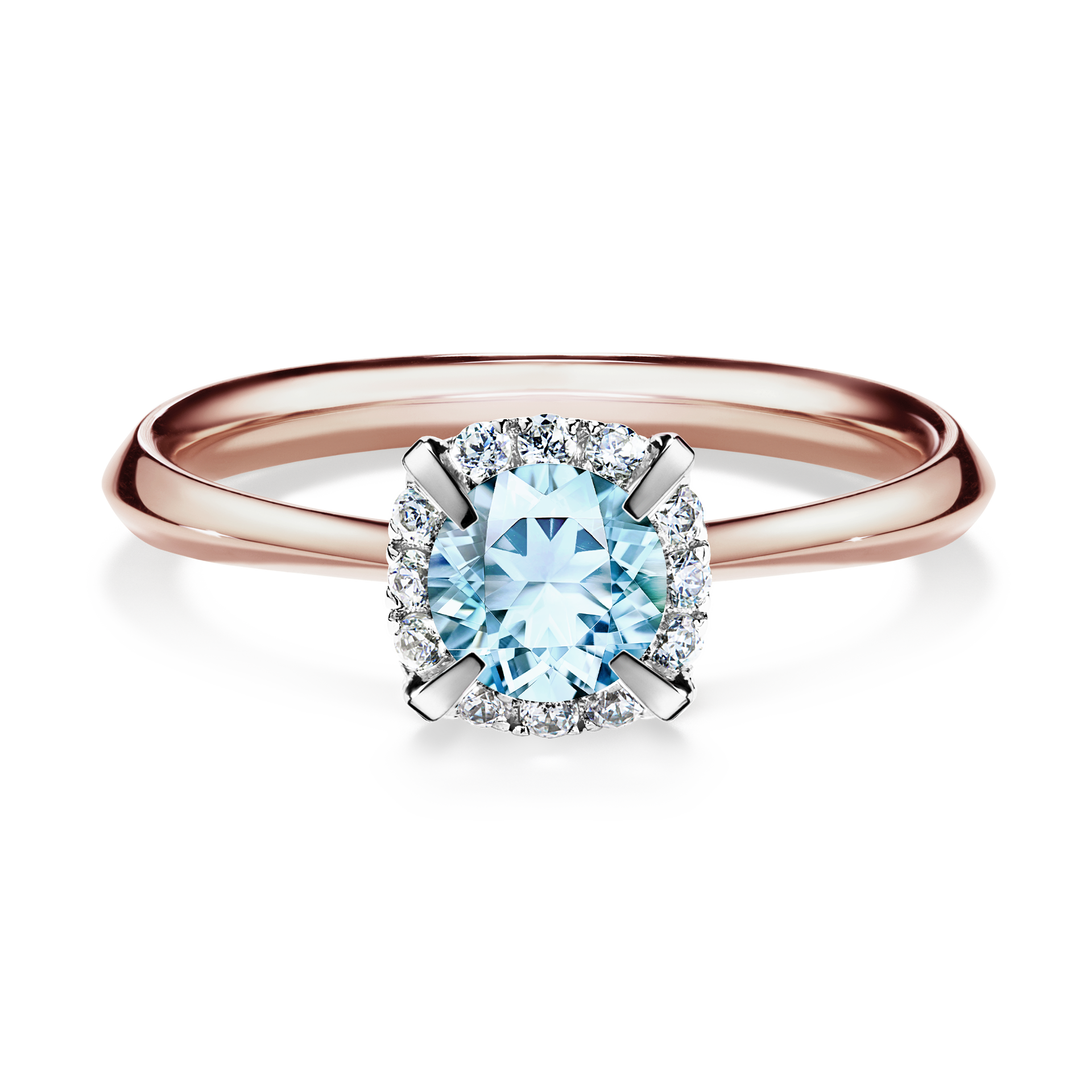 Pierścionek zaręczynowy My Beauty z różowego złota z akwamarynem 0,62CT