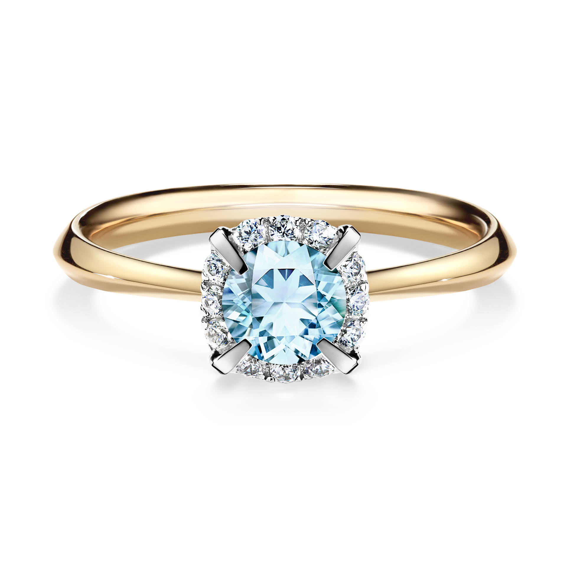 Pierścionek zaręczynowy My Beauty z żółtego złota z akwamarynem 0,62CT