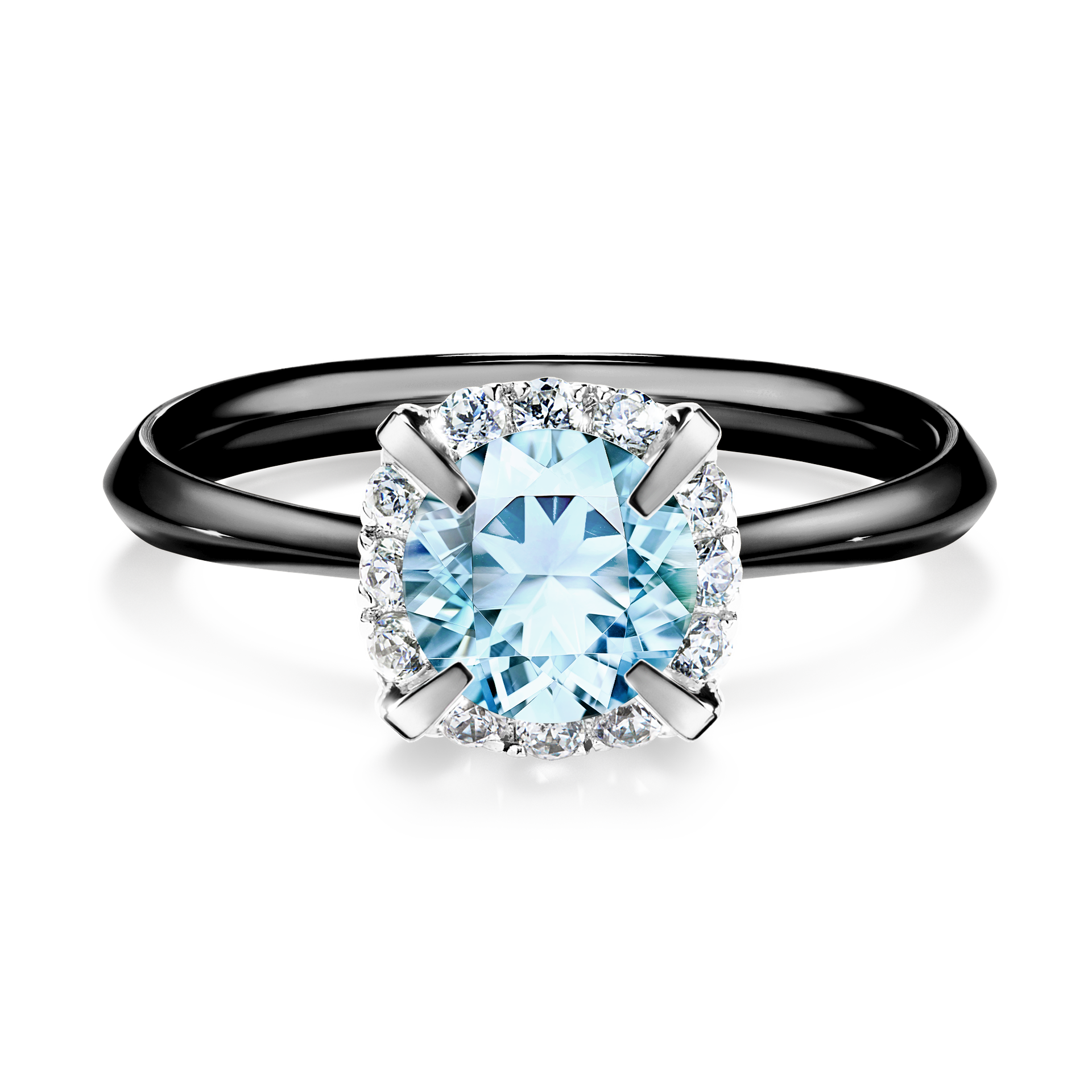 Pierścionek zaręczynowy My Beauty z czarnego złota z akwamarynem 0,98CT