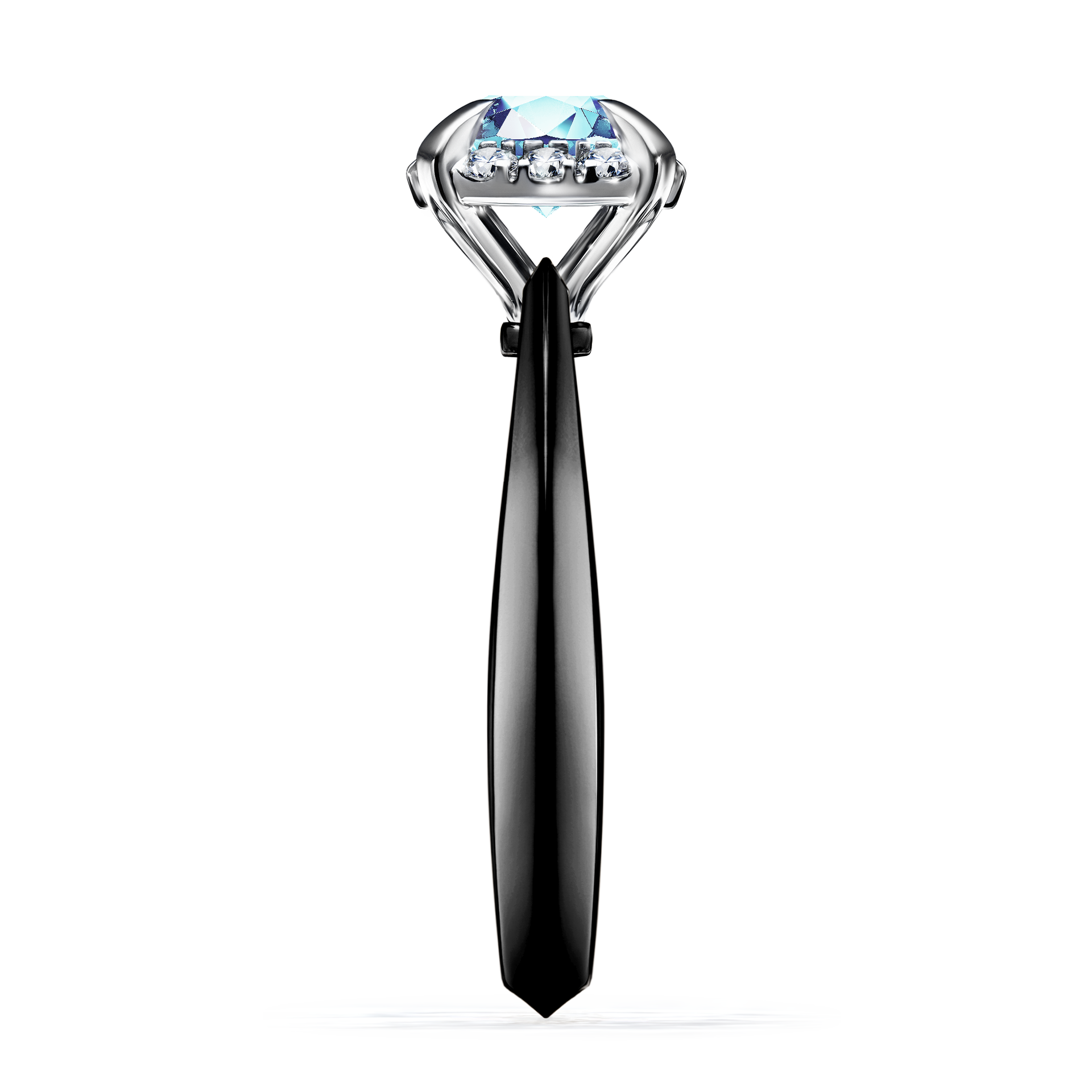 Pierścionek zaręczynowy My Beauty z czarnego złota z akwamarynem 0,98CT