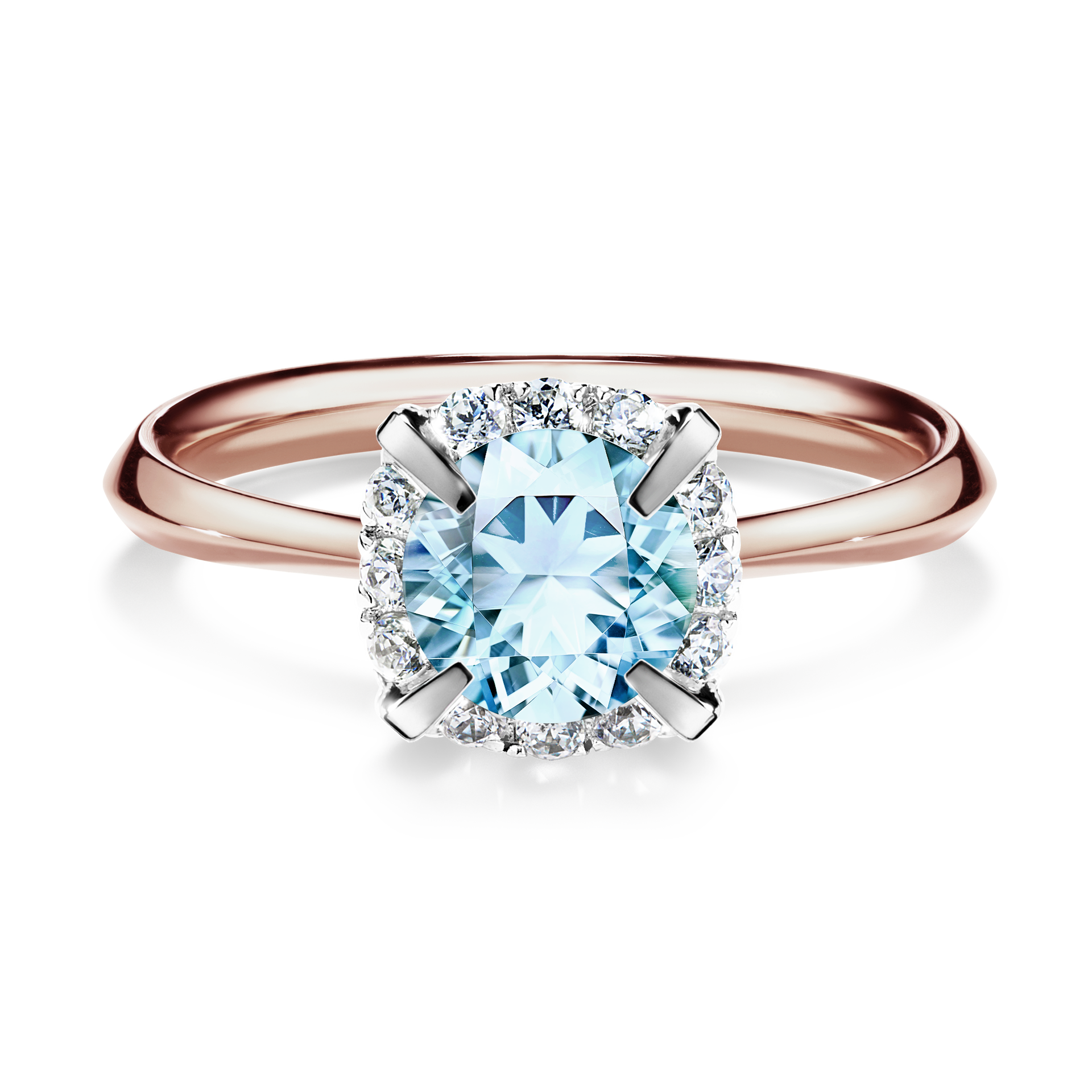 Pierścionek zaręczynowy My Beauty z różowego złota z akwamarynem 0,98CT