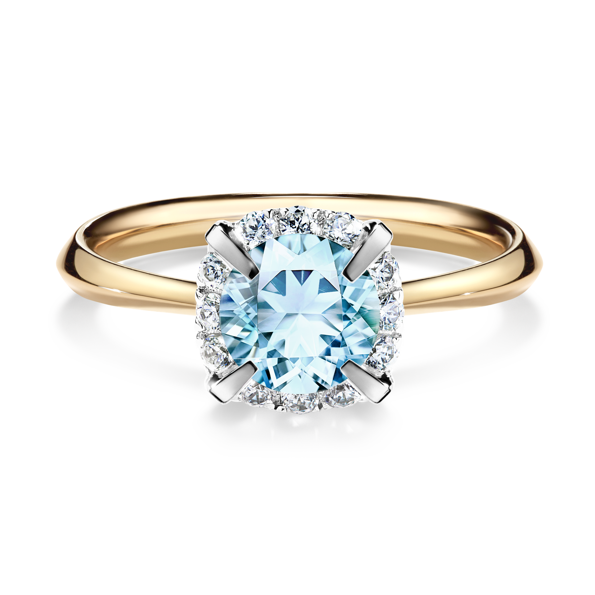 Pierścionek zaręczynowy My Beauty z żółtego złota z akwamarynem 0,98CT