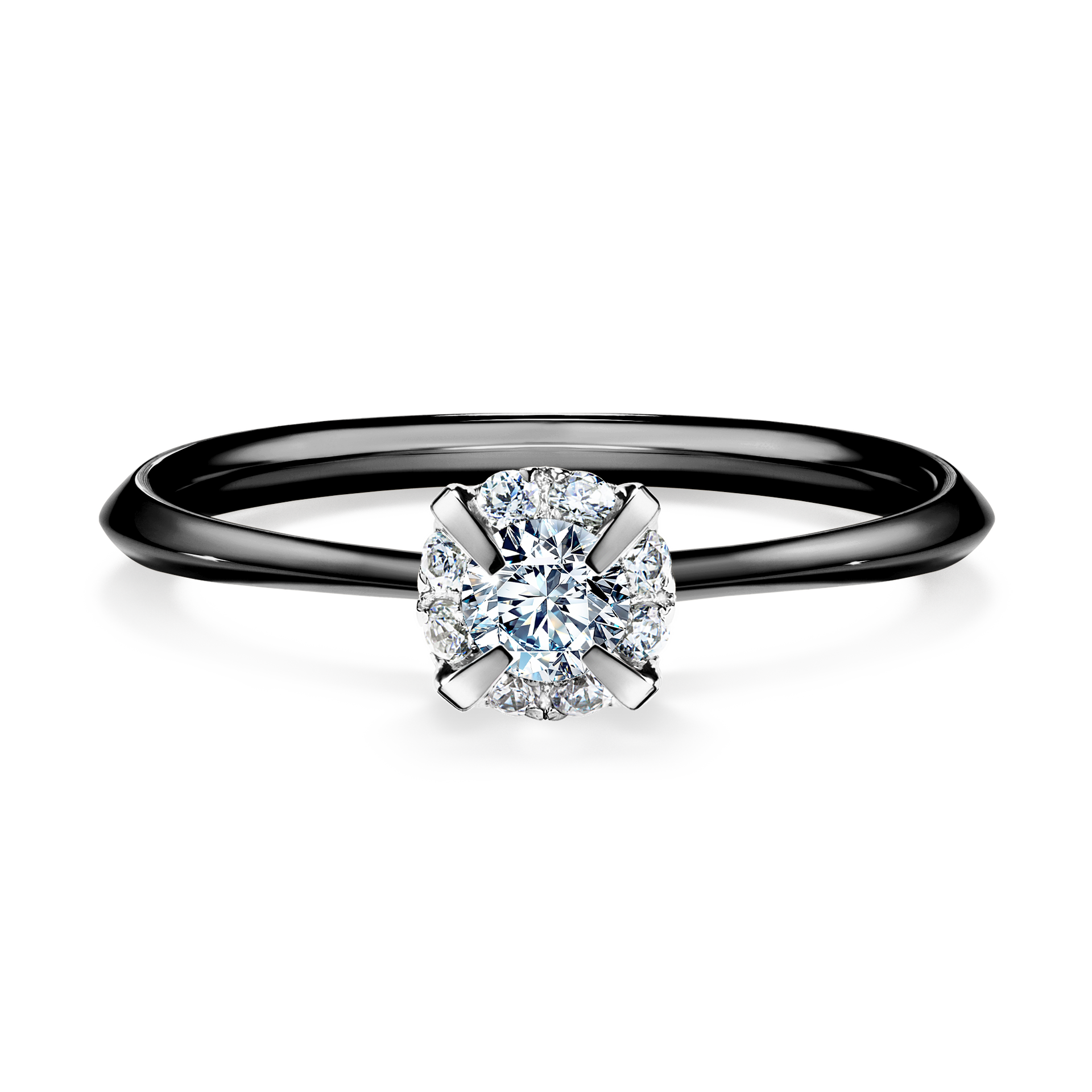 Pierścionek zaręczynowy My Beauty z czarnego złota z diamentem laboratoryjnym 0,14CT