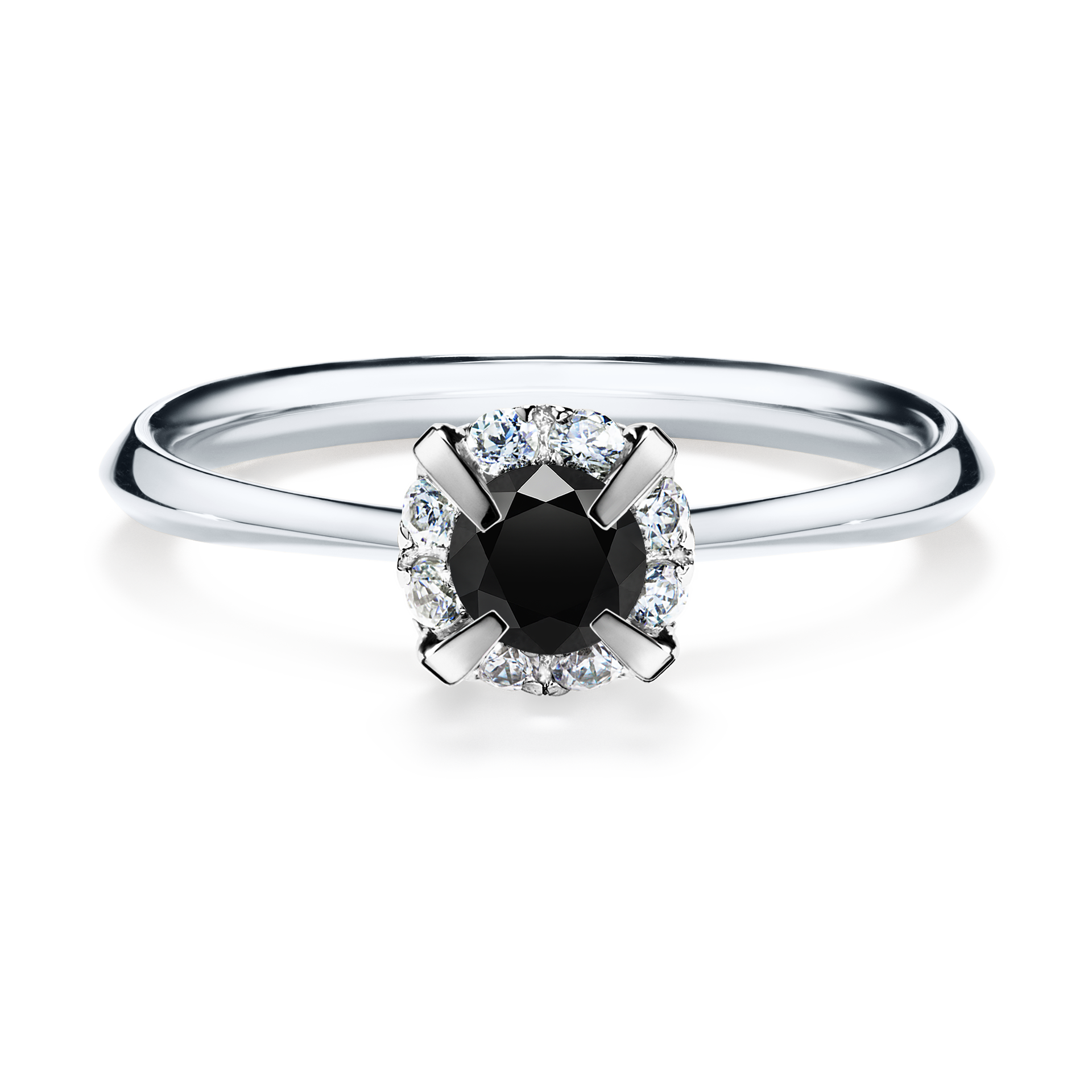 Pierścionek zaręczynowy My Beauty z białego złota z czarnym diamentem 0,33CT