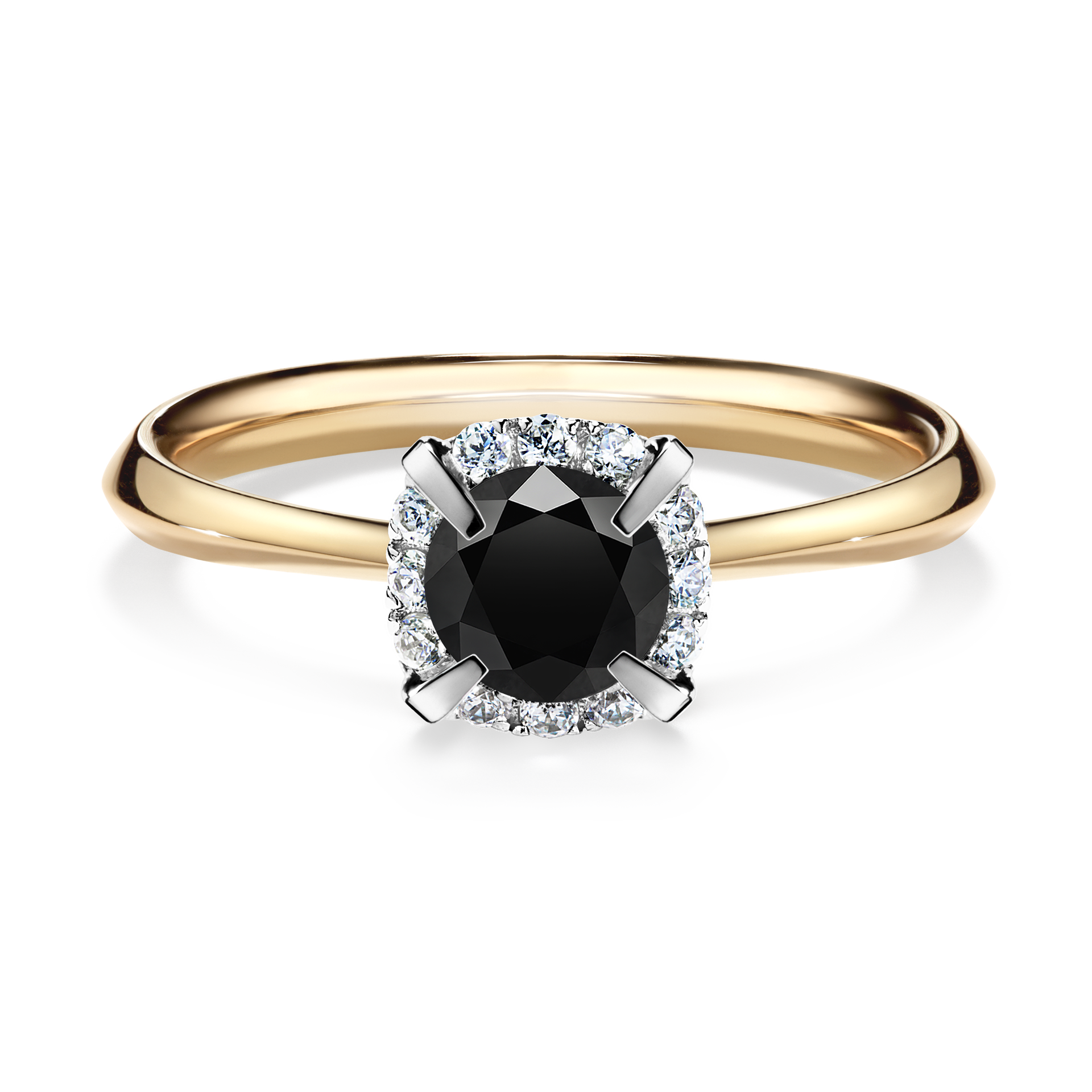 Pierścionek zaręczynowy My Beauty z żółtego złota z czarnym diamentem 0,62CT