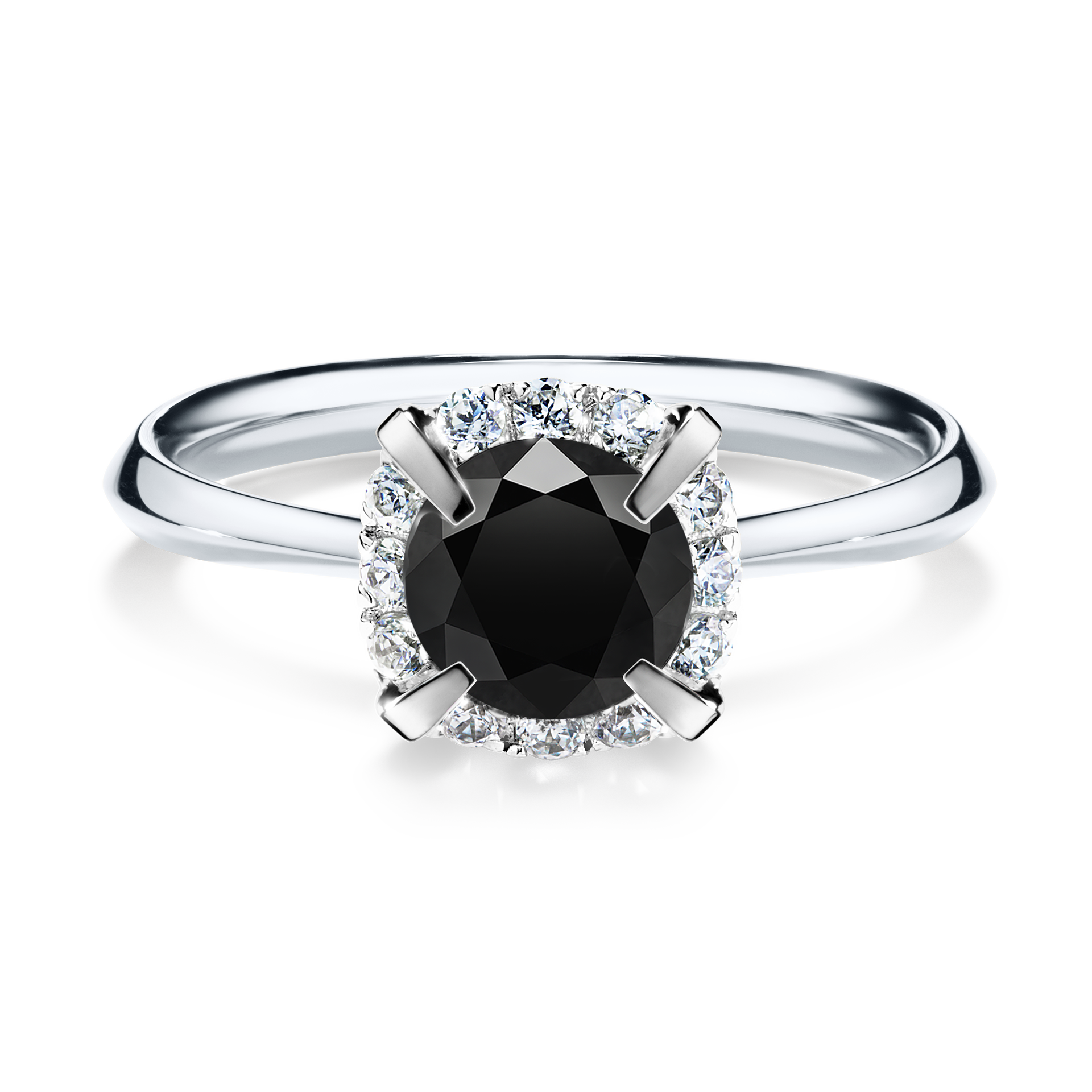Pierścionek zaręczynowy My Beauty z białego złota z czarnym diamentem 0,98CT