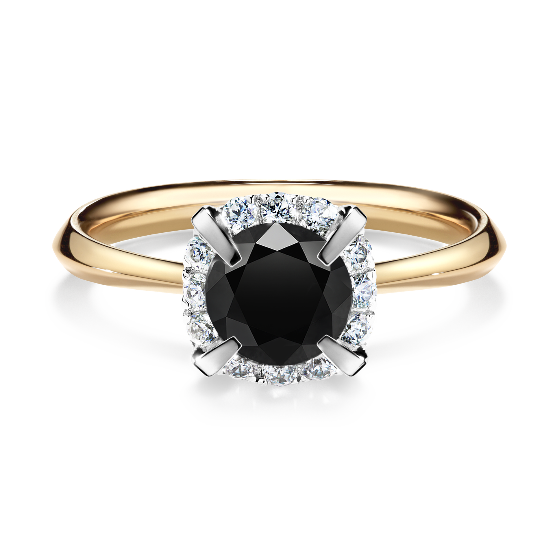 Pierścionek zaręczynowy My Beauty z żółtego złota z czarnym diamentem 0,98CT