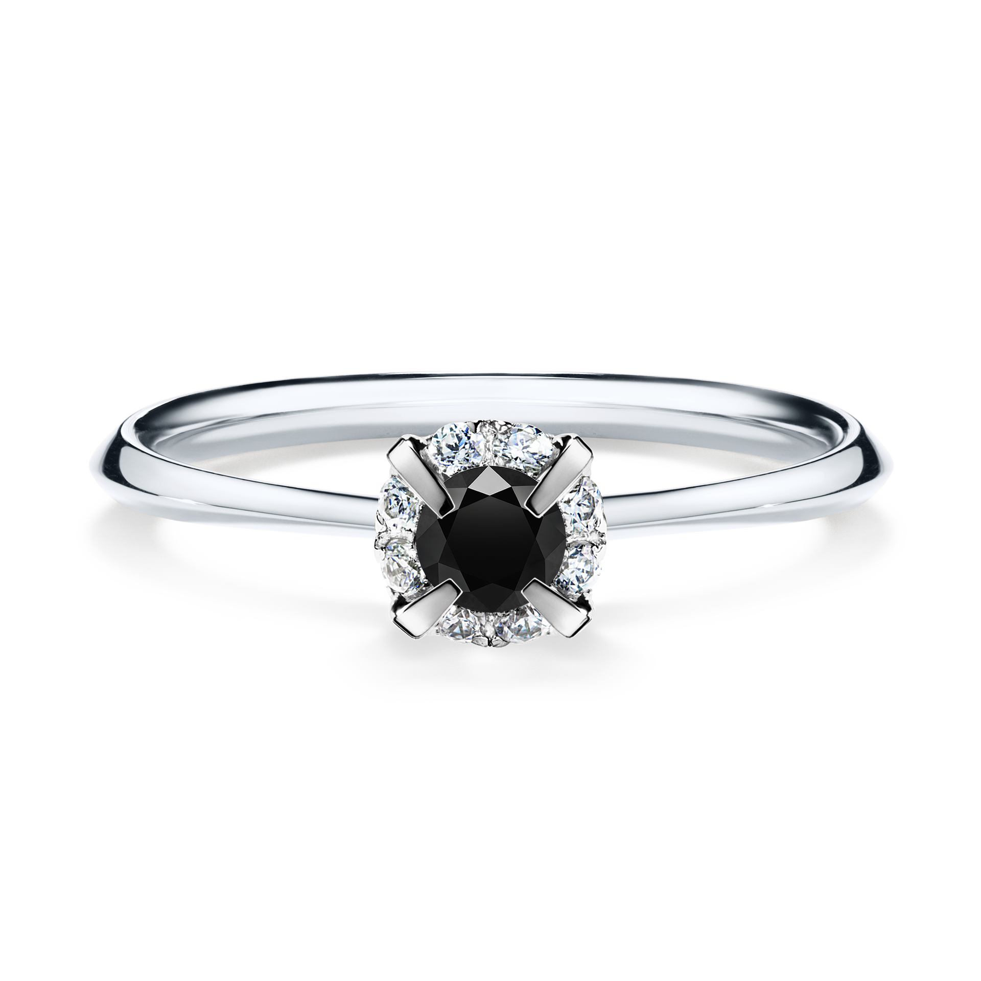 Pierścionek zaręczynowy My Beauty z białego złota z czarnym diamentem 0,14CT