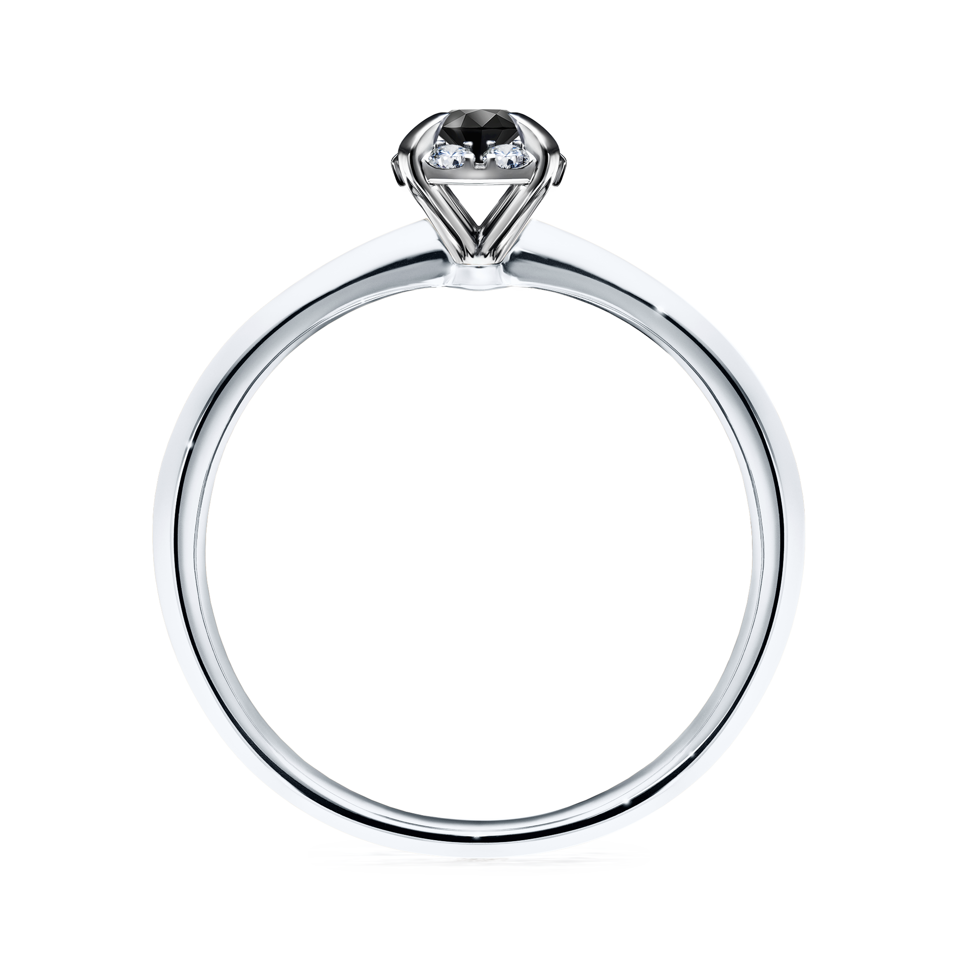 Pierścionek zaręczynowy My Beauty z białego złota z czarnym diamentem 0,14CT