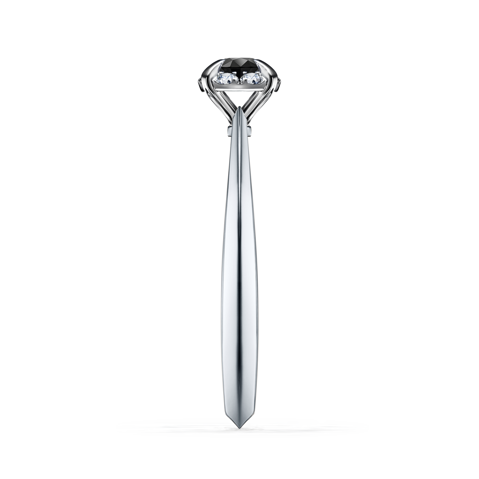 Pierścionek zaręczynowy My Beauty z białego złota z czarnym diamentem 0,14CT