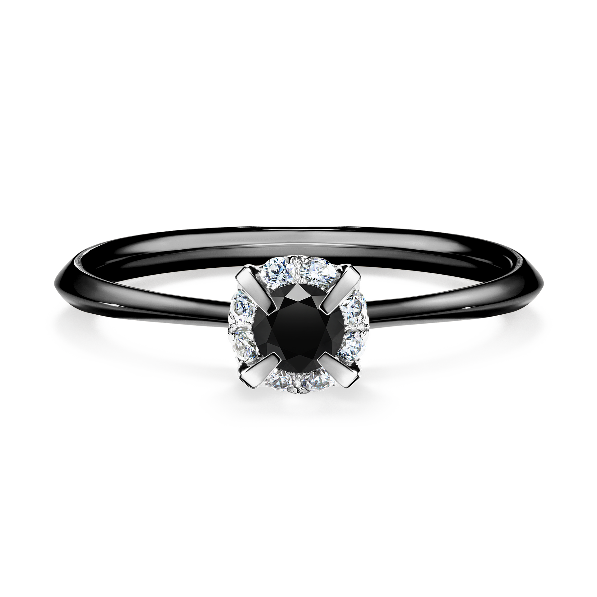 Pierścionek zaręczynowy My Beauty z czarnego złota z czarnym diamentem 0,14CT