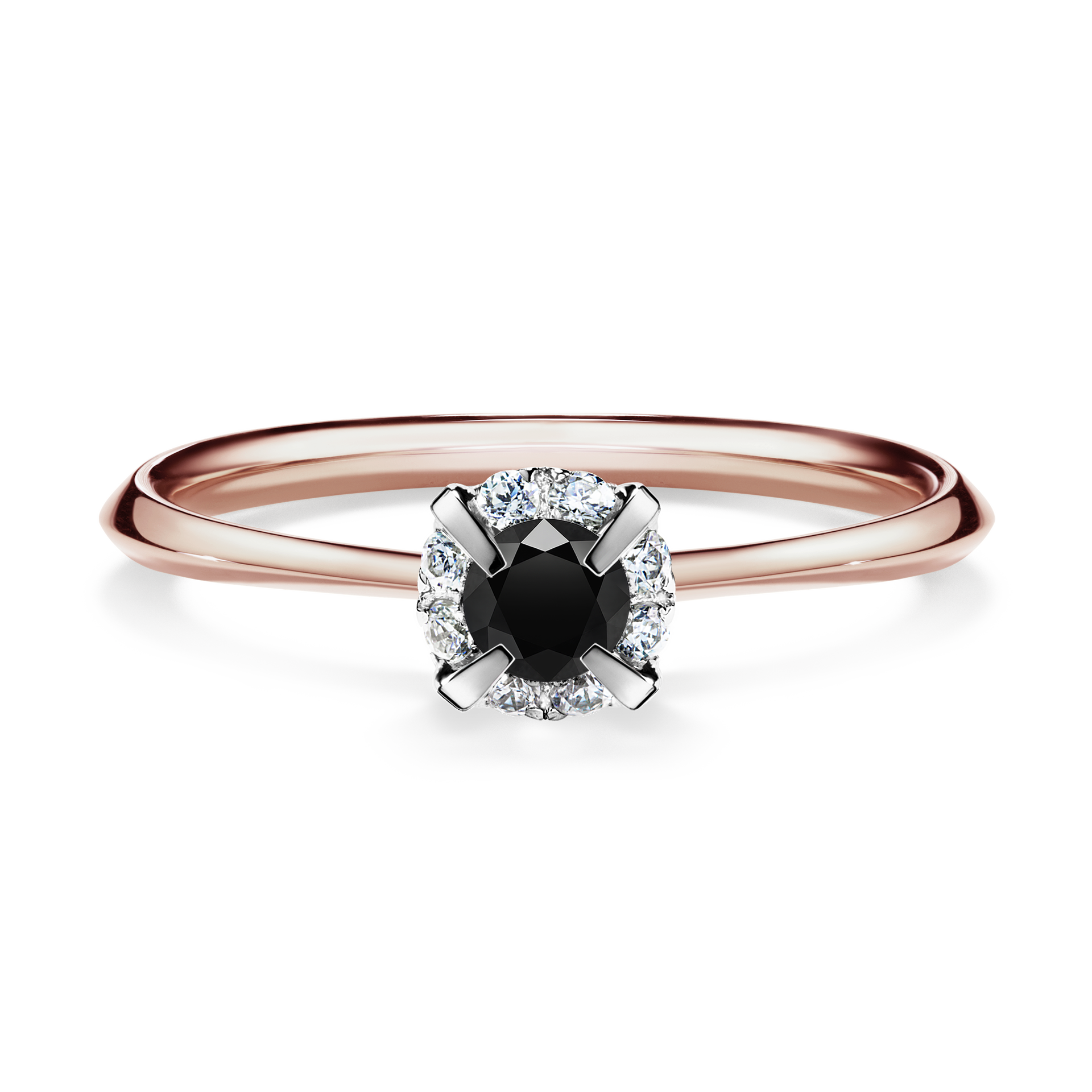 Pierścionek zaręczynowy My Beauty z różowego złota z czarnym diamentem 0,14CT