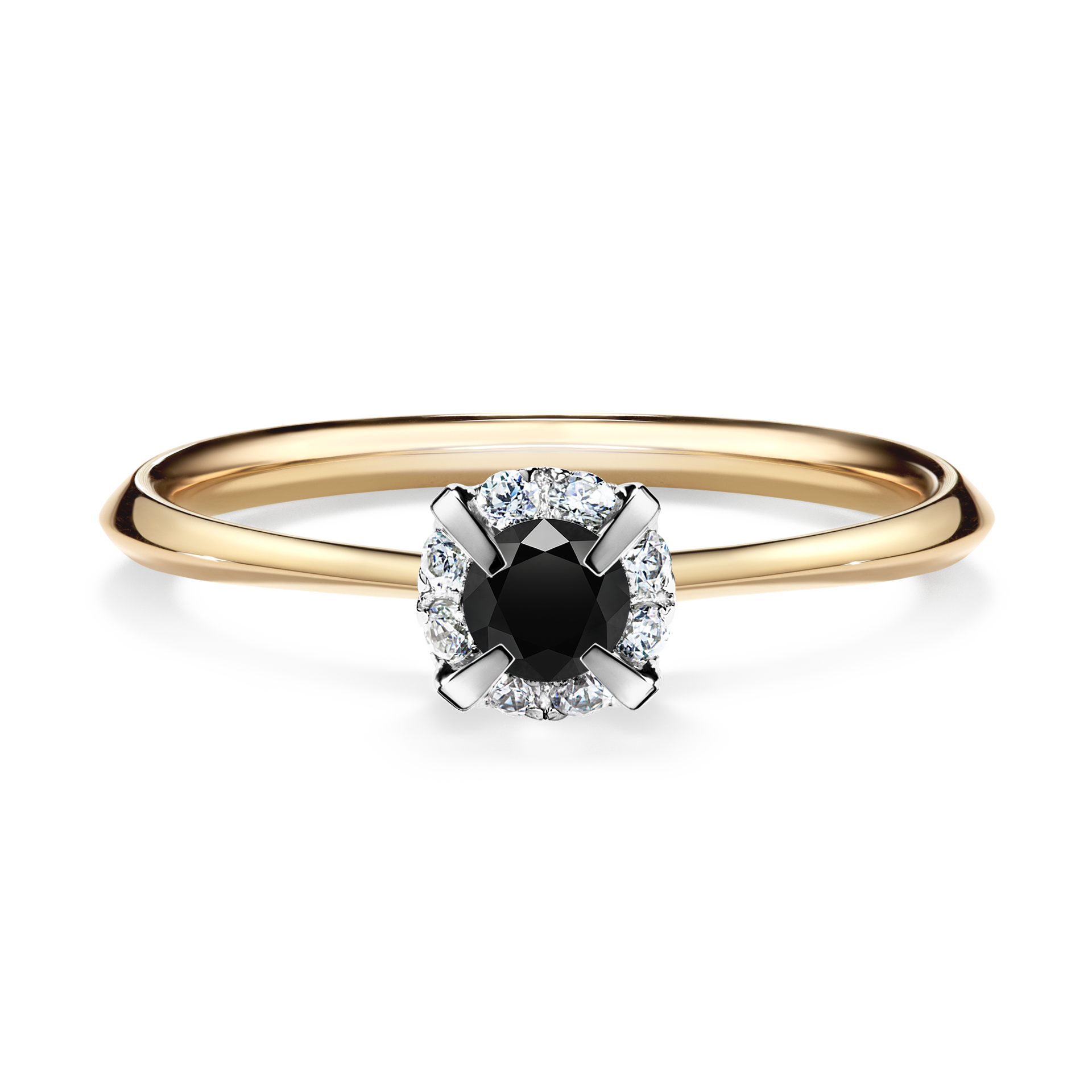 Pierścionek zaręczynowy My Beauty z żółtego złota z czarnym diamentem 0,14CT