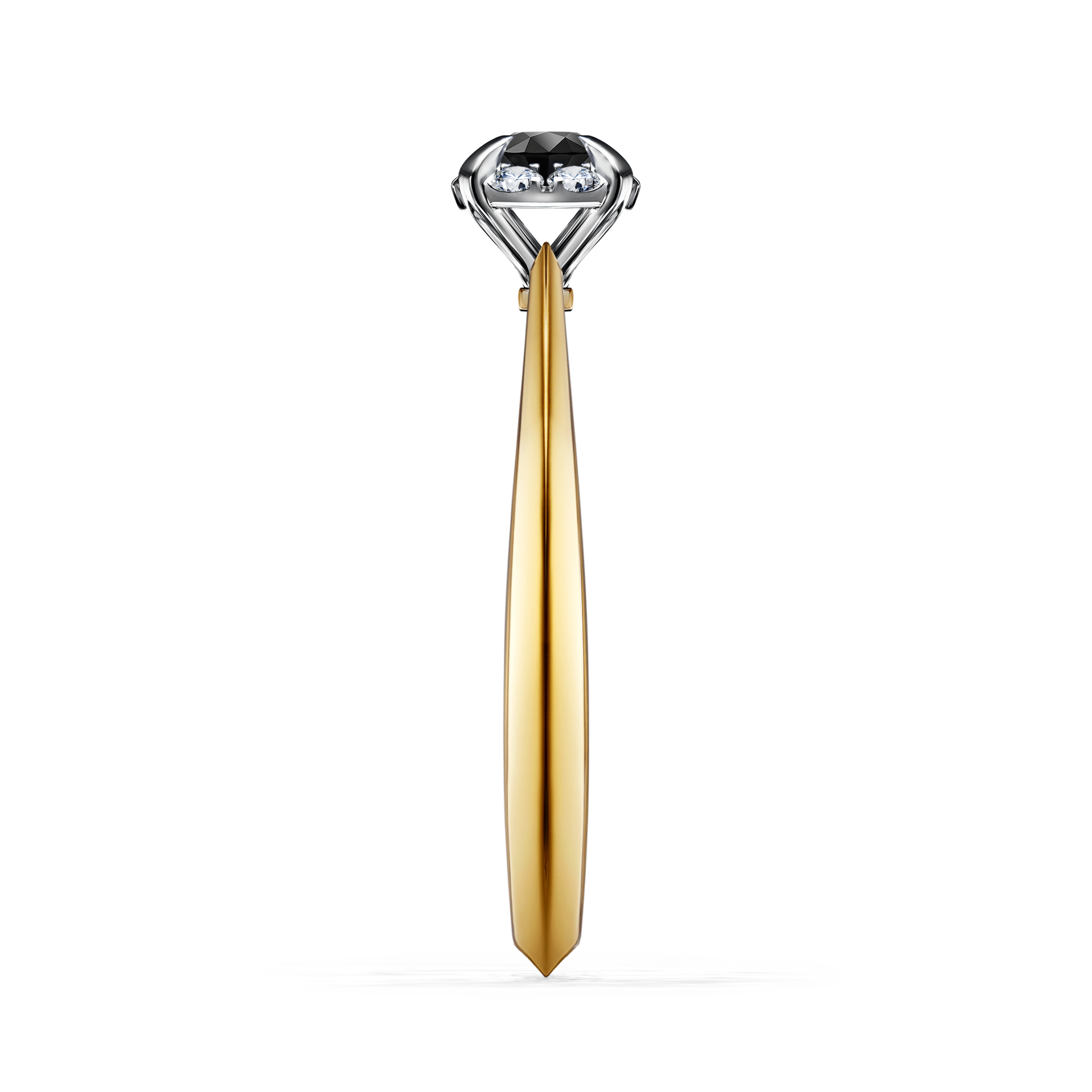 Pierścionek zaręczynowy My Beauty z żółtego złota z czarnym diamentem 0,14CT