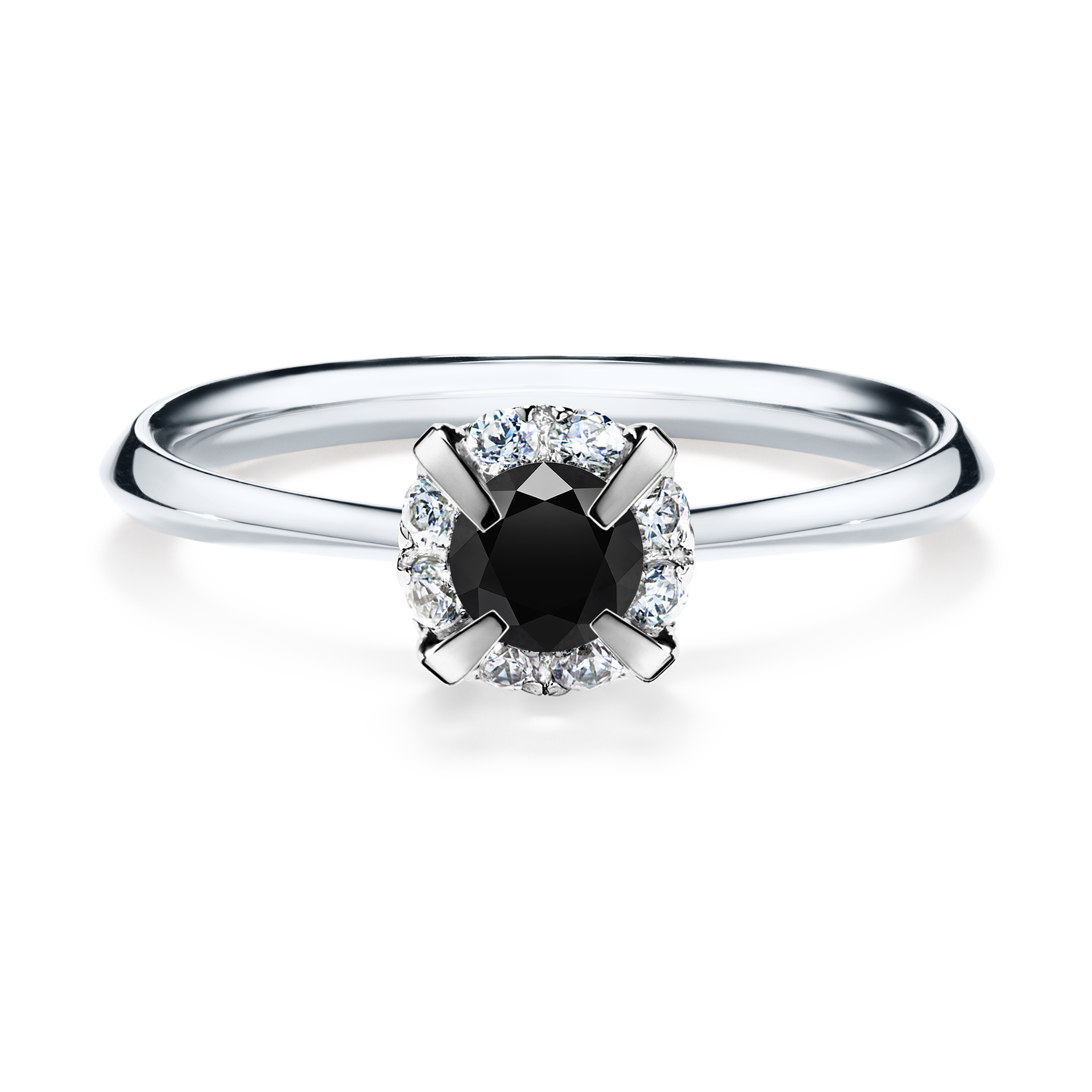 Pierścionek zaręczynowy My Beauty z białego złota z czarnym diamentem 0,33CT
