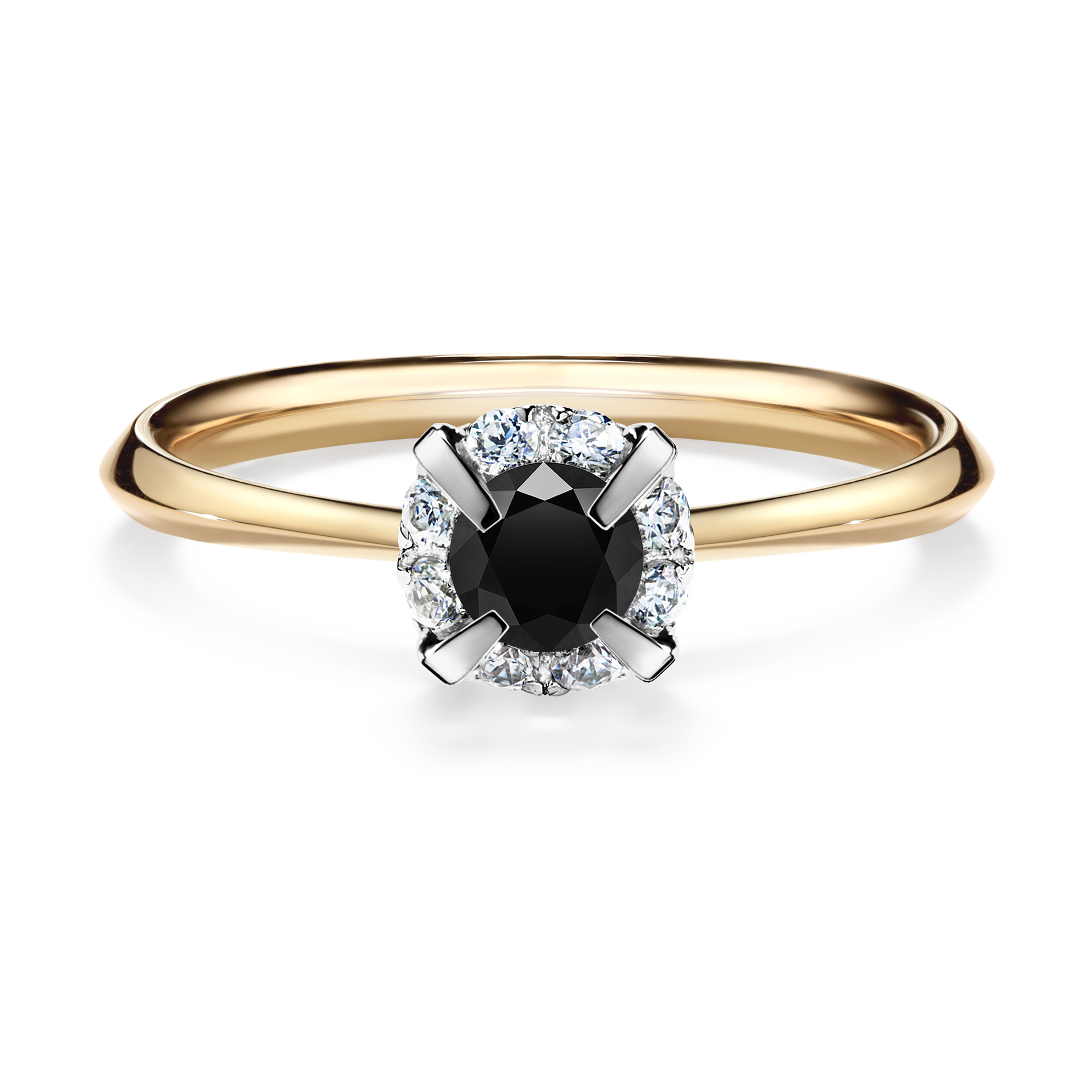 Pierścionek zaręczynowy My Beauty z żółtego złota z czarnym diamentem 0,33CT