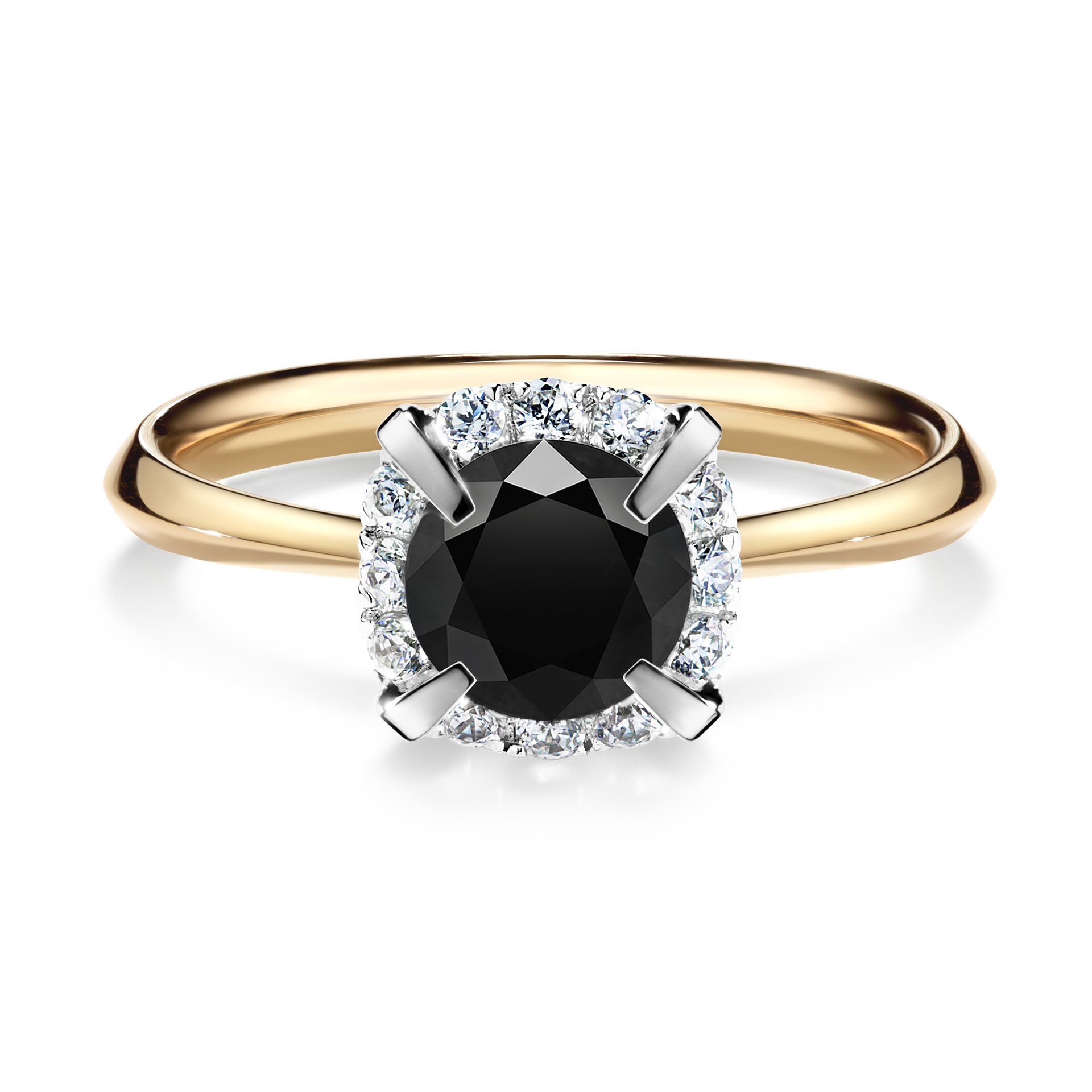 Pierścionek zaręczynowy My Beauty z żółtego złota z czarnym diamentem 0,98CT