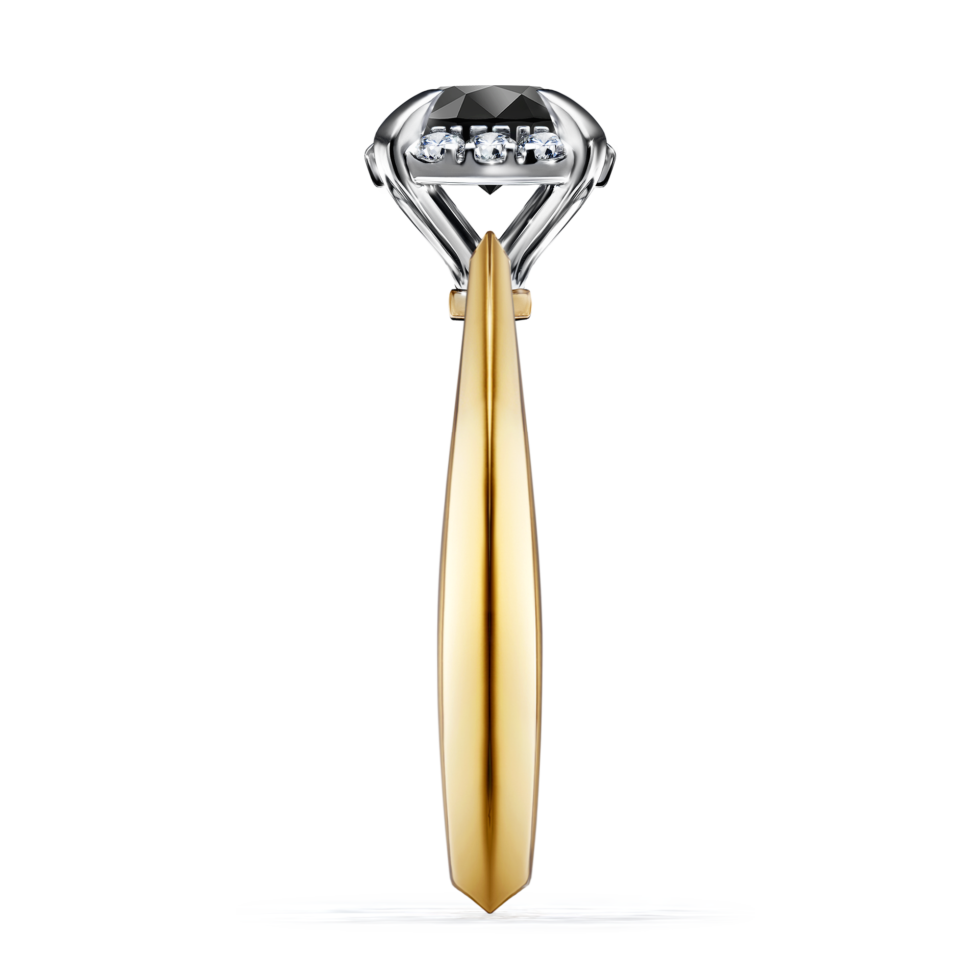 Pierścionek zaręczynowy My Beauty z żółtego złota z czarnym diamentem 0,98CT