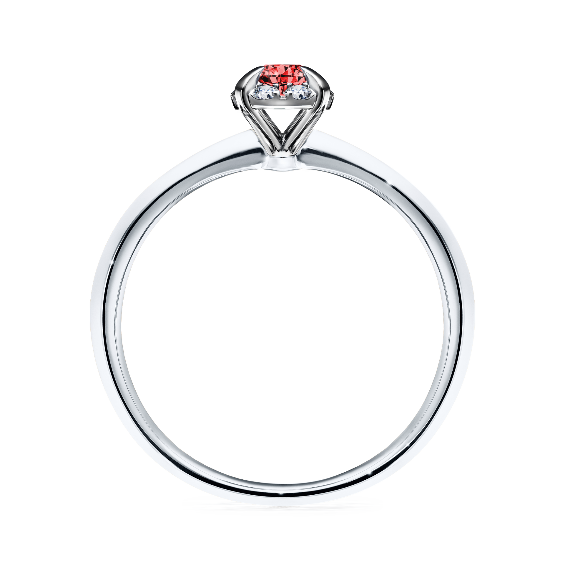 Pierścionek zaręczynowy My Beauty z białego złota z czerwonym diamentem 0,14CT