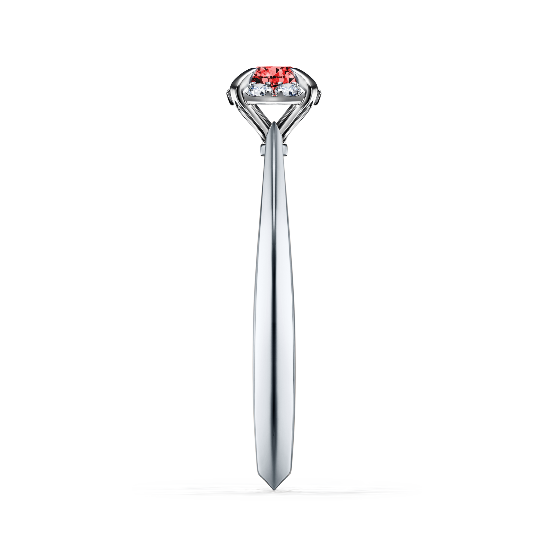 Pierścionek zaręczynowy My Beauty z białego złota z czerwonym diamentem 0,14CT