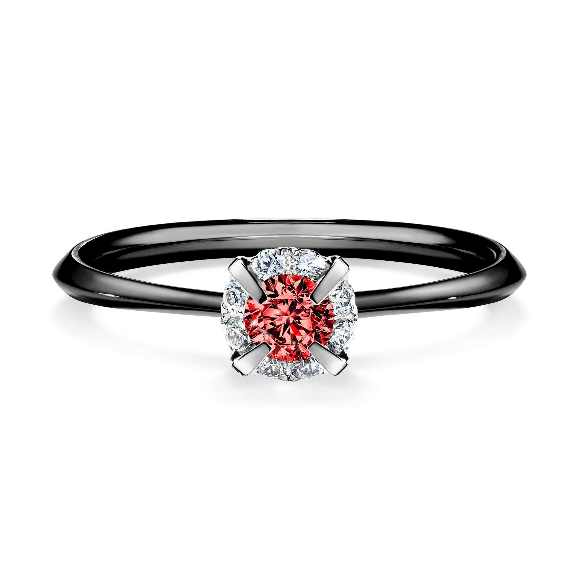 Pierścionek zaręczynowy My Beauty z czarnego złota z czerwonym diamentem 0,14CT