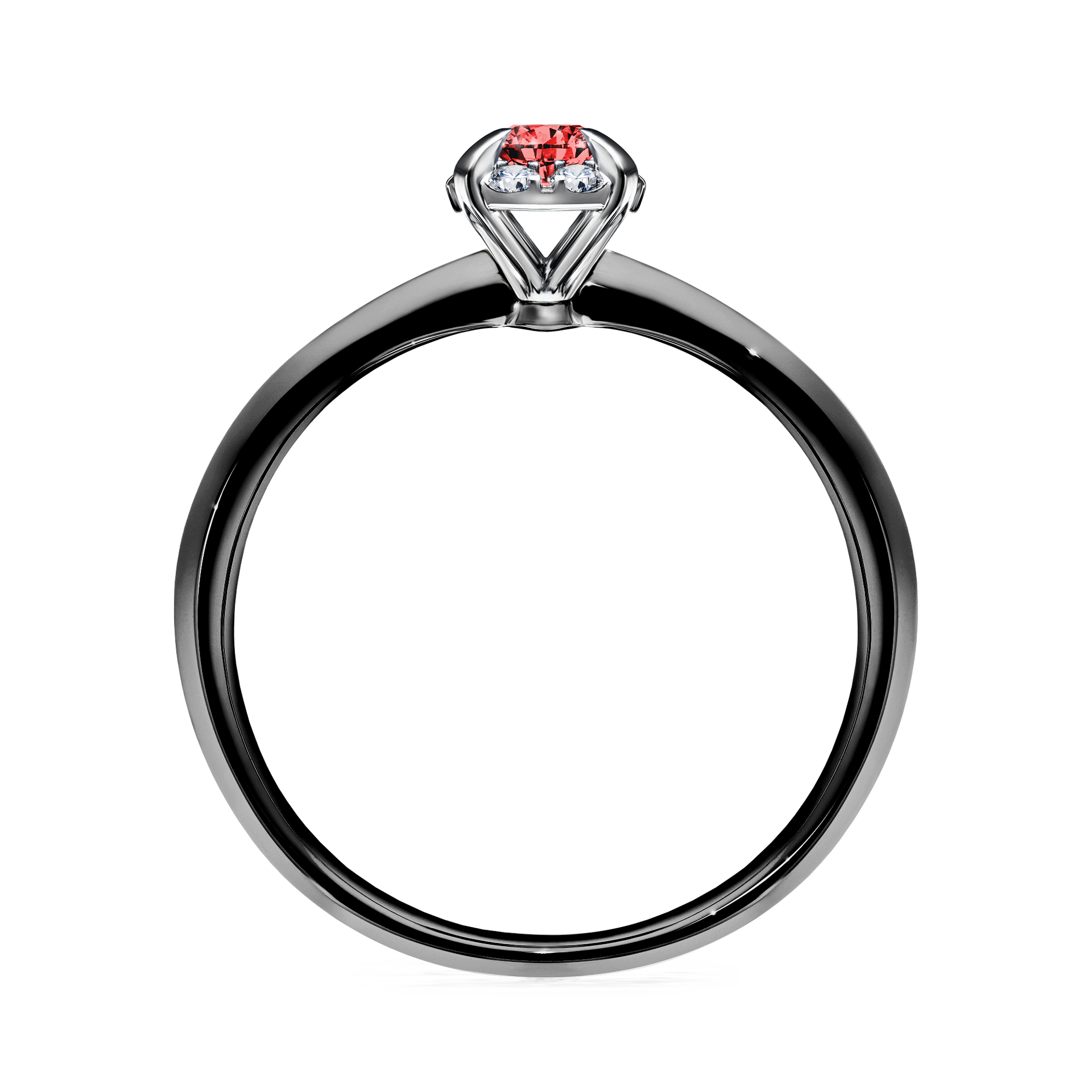 Pierścionek zaręczynowy My Beauty z czarnego złota z czerwonym diamentem 0,14CT