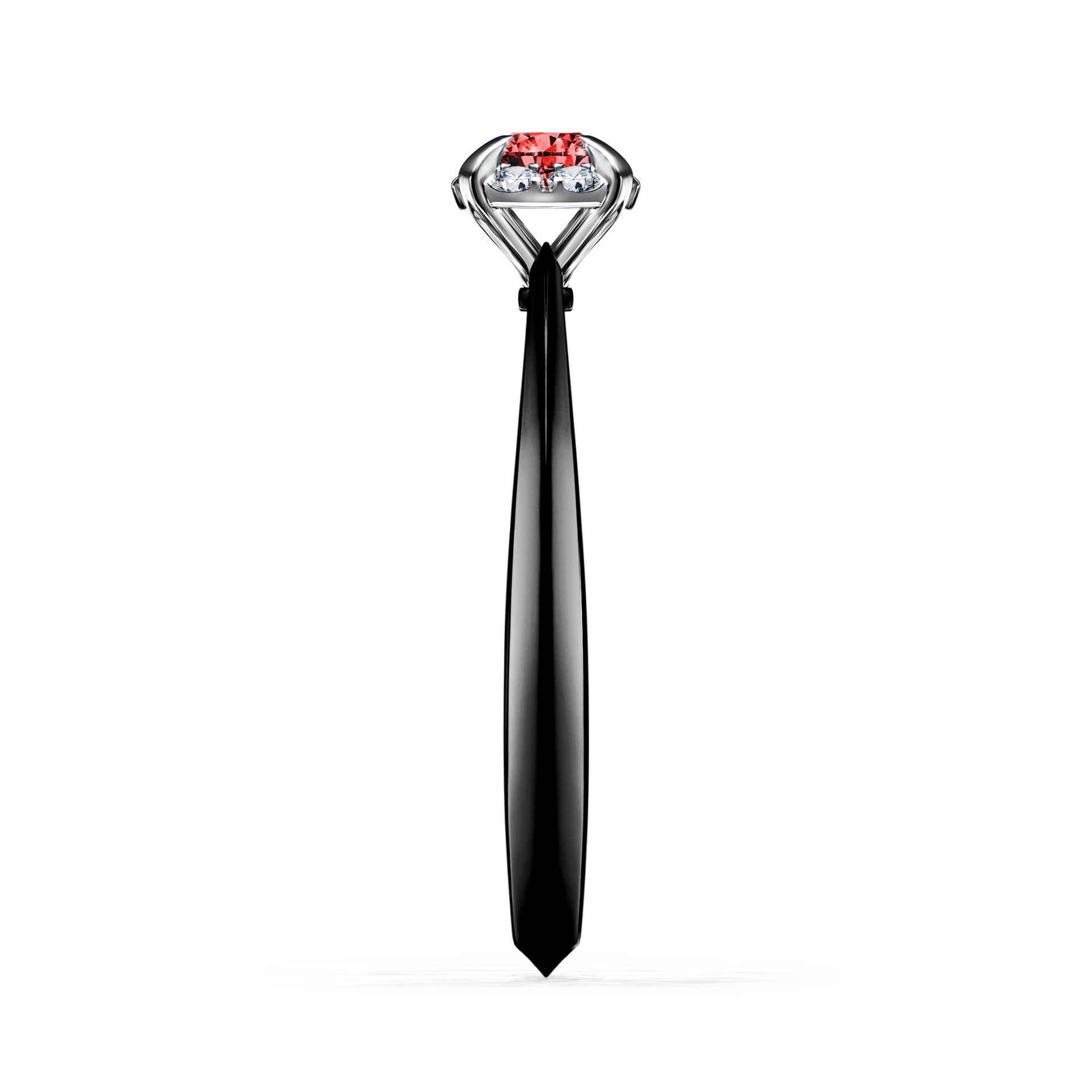 Pierścionek zaręczynowy My Beauty z czarnego złota z czerwonym diamentem 0,14CT