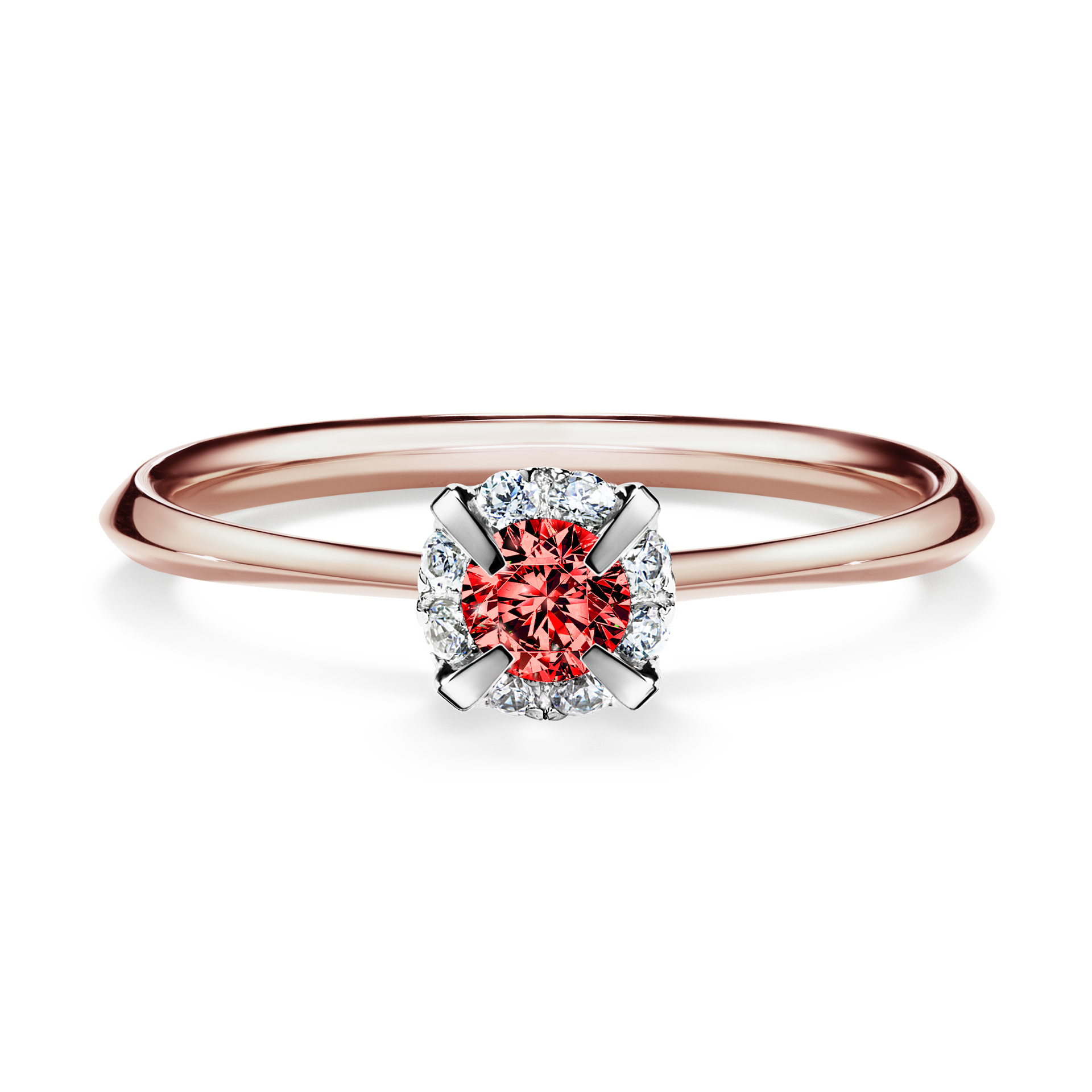 Pierścionek zaręczynowy My Beauty z różowego złota z czerwonym diamentem 0,14CT