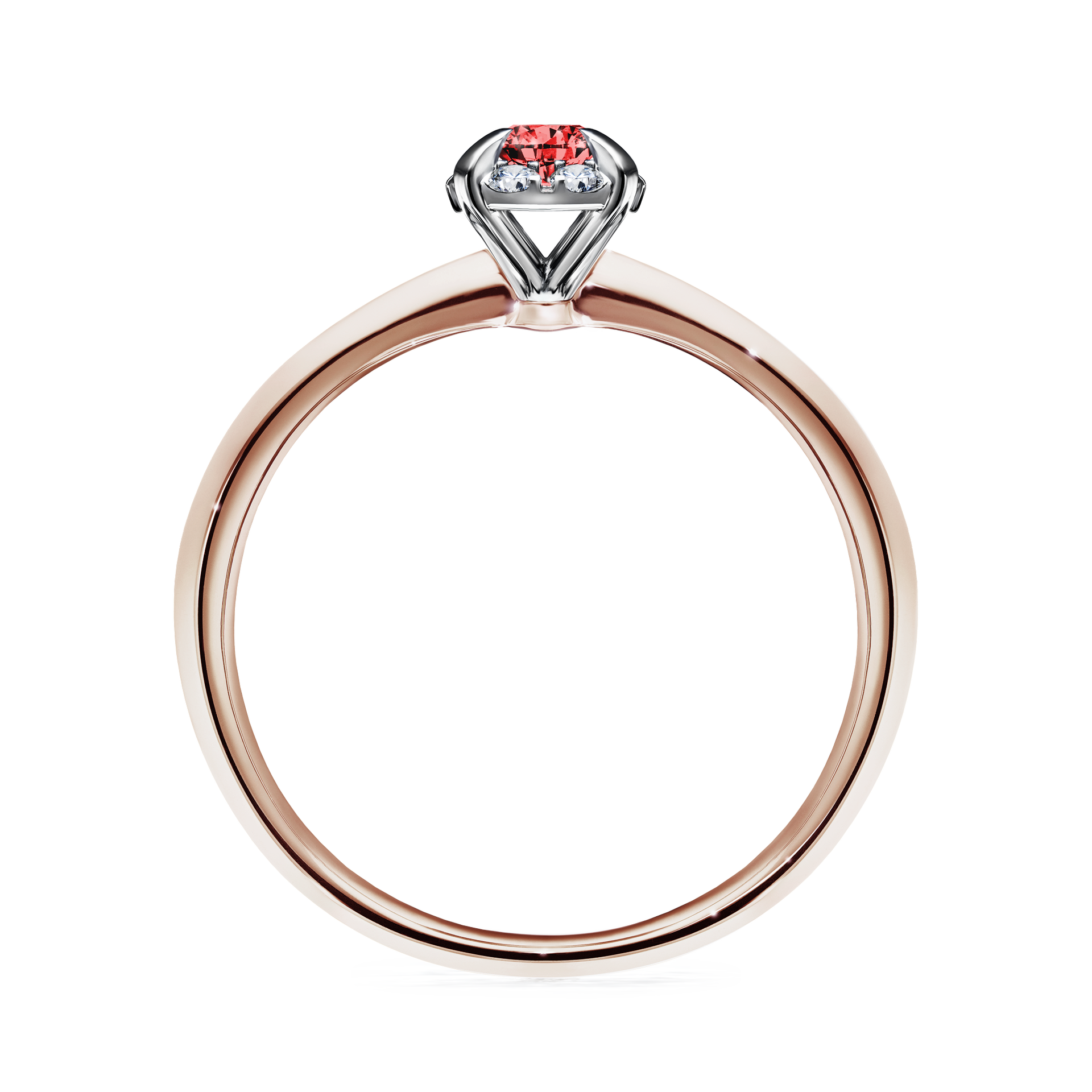 Pierścionek zaręczynowy My Beauty z różowego złota z czerwonym diamentem 0,14CT