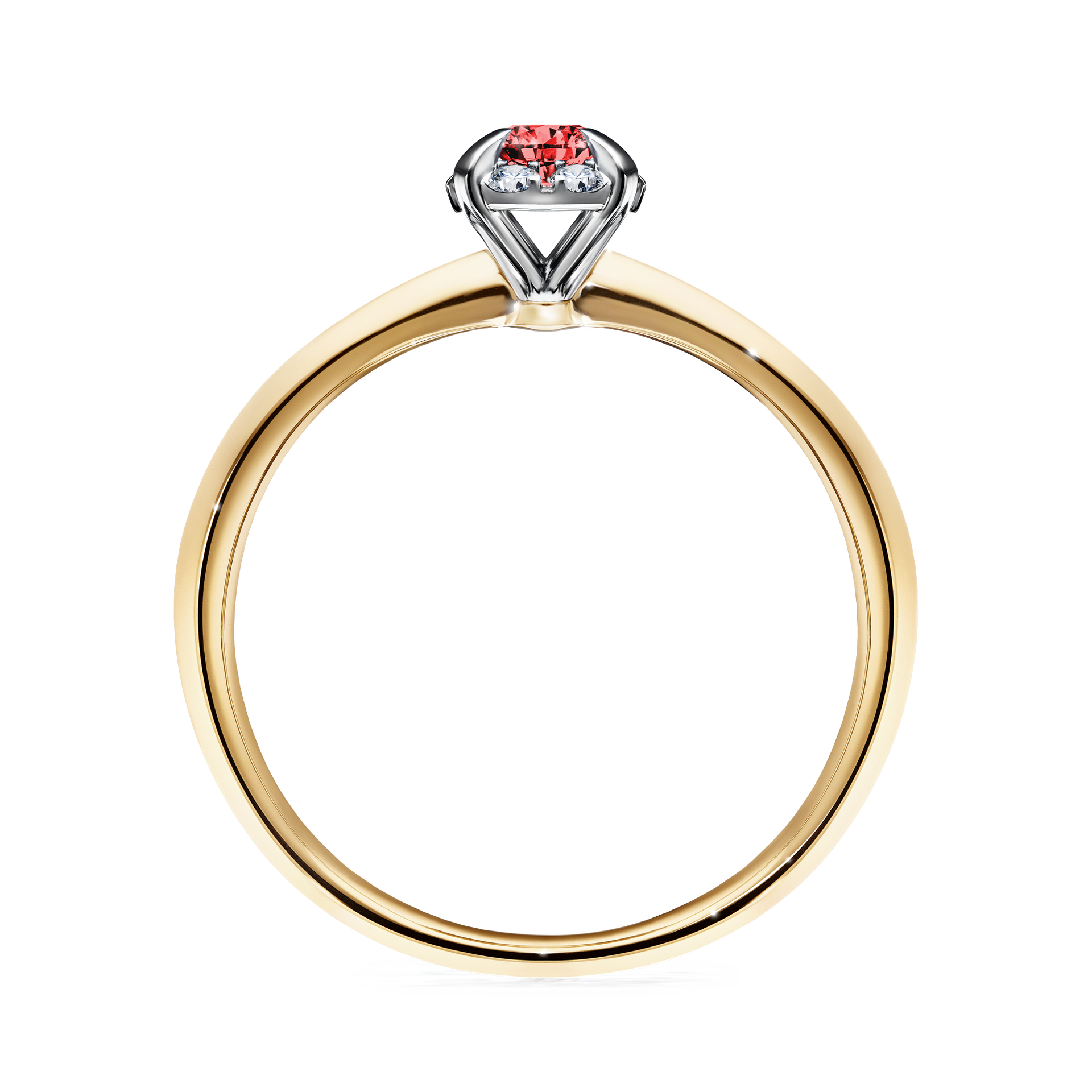Pierścionek zaręczynowy My Beauty z żółtego złota z czerwonym diamentem 0,14CT